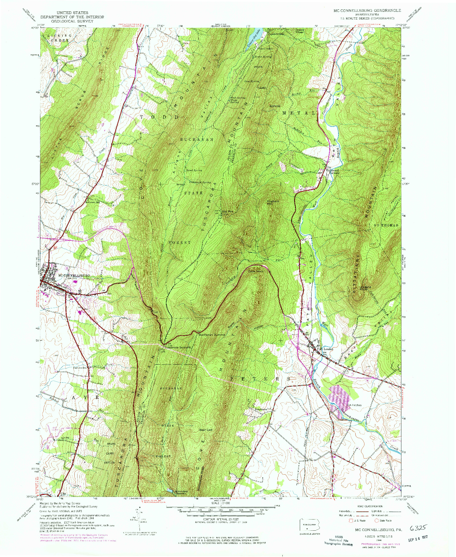 USGS 1:24000-SCALE QUADRANGLE FOR MC CONNELLSBURG, PA 1944