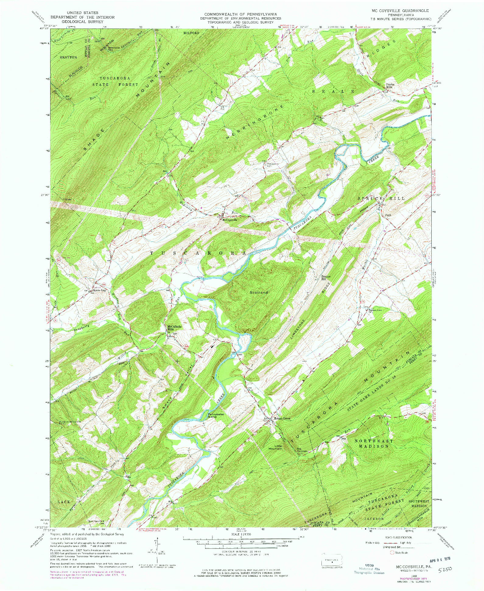 USGS 1:24000-SCALE QUADRANGLE FOR MC COYSVILLE, PA 1960