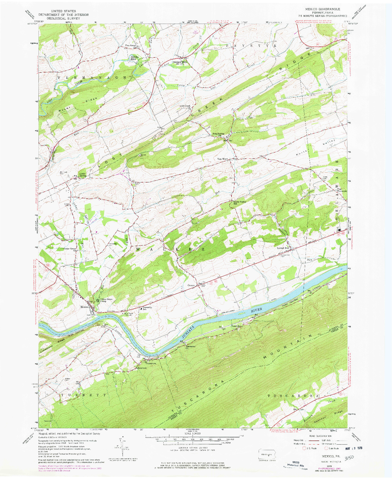 USGS 1:24000-SCALE QUADRANGLE FOR MEXICO, PA 1959