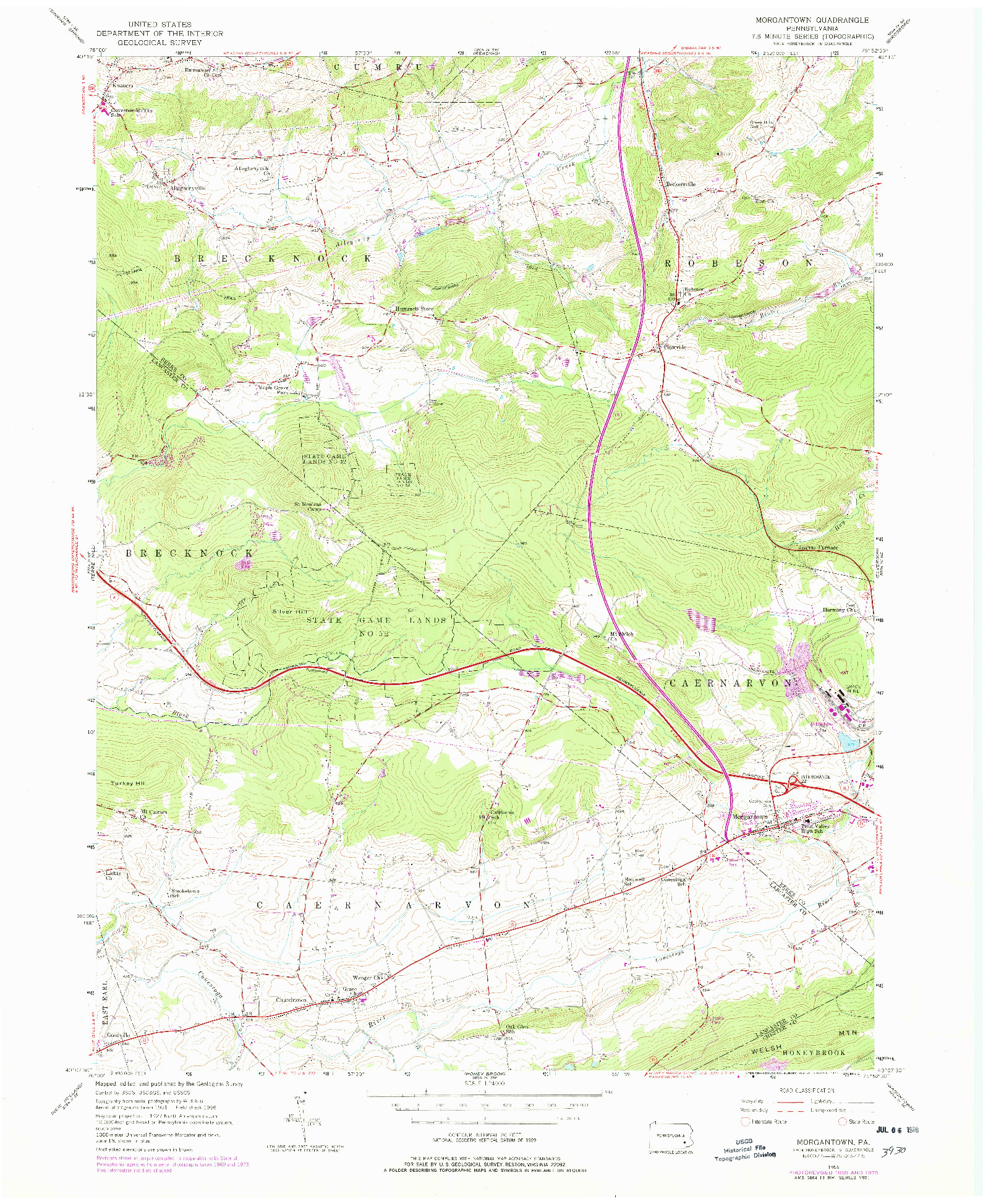 USGS 1:24000-SCALE QUADRANGLE FOR MORGANTOWN, PA 1956