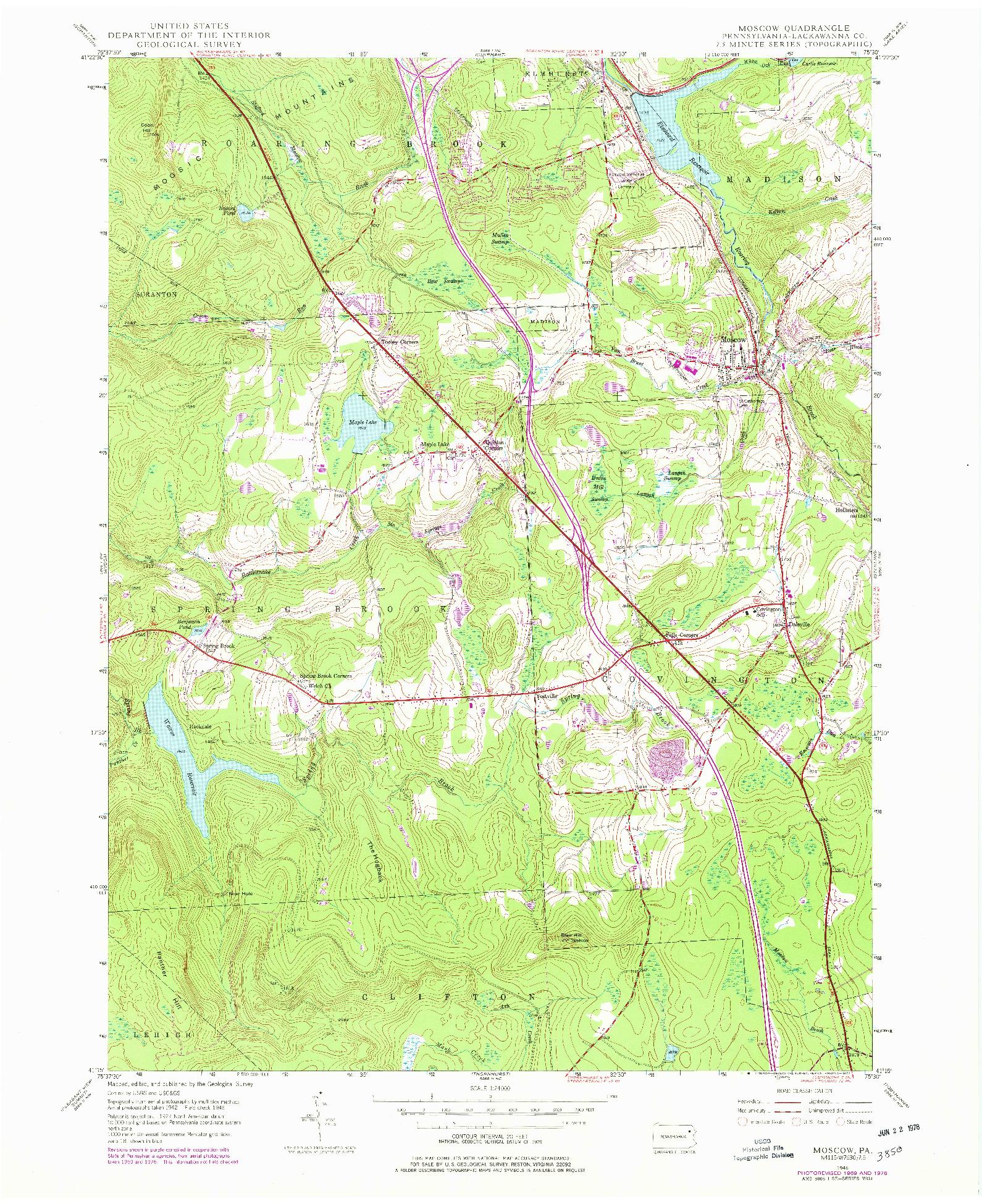 USGS 1:24000-SCALE QUADRANGLE FOR MOSCOW, PA 1946