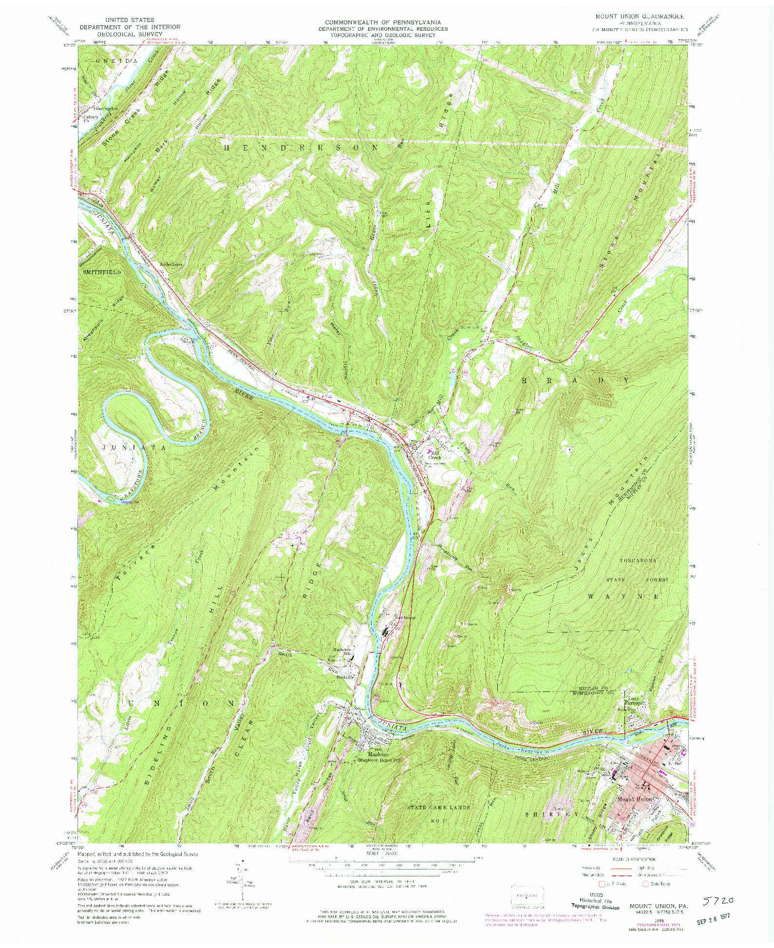 USGS 1:24000-SCALE QUADRANGLE FOR MOUNT UNION, PA 1959