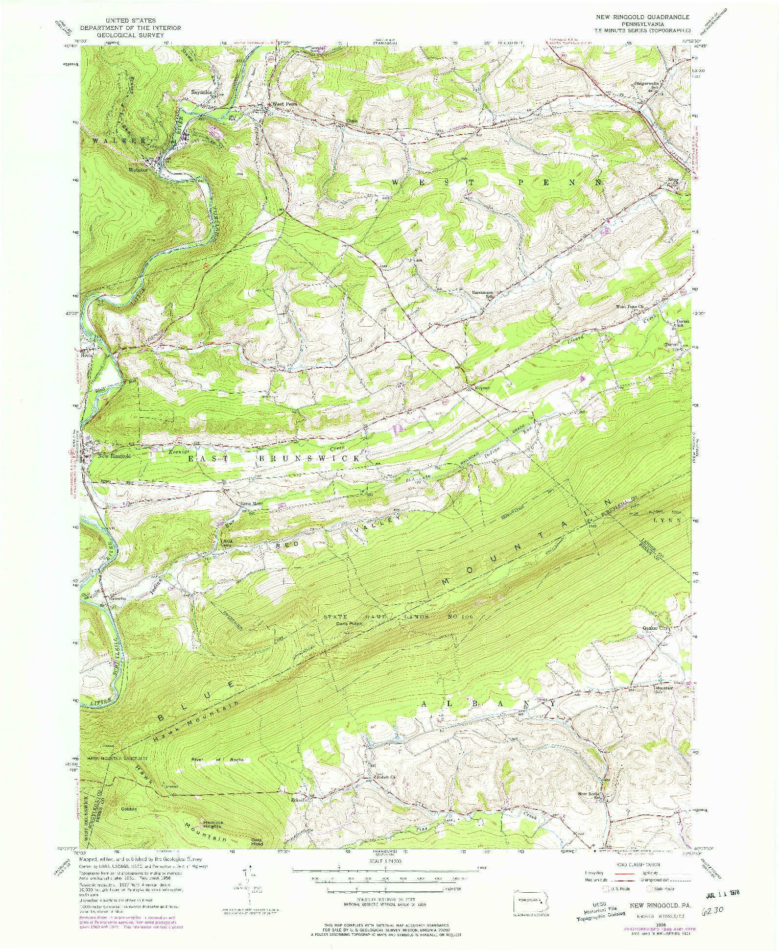 USGS 1:24000-SCALE QUADRANGLE FOR NEW RINGGOLD, PA 1956