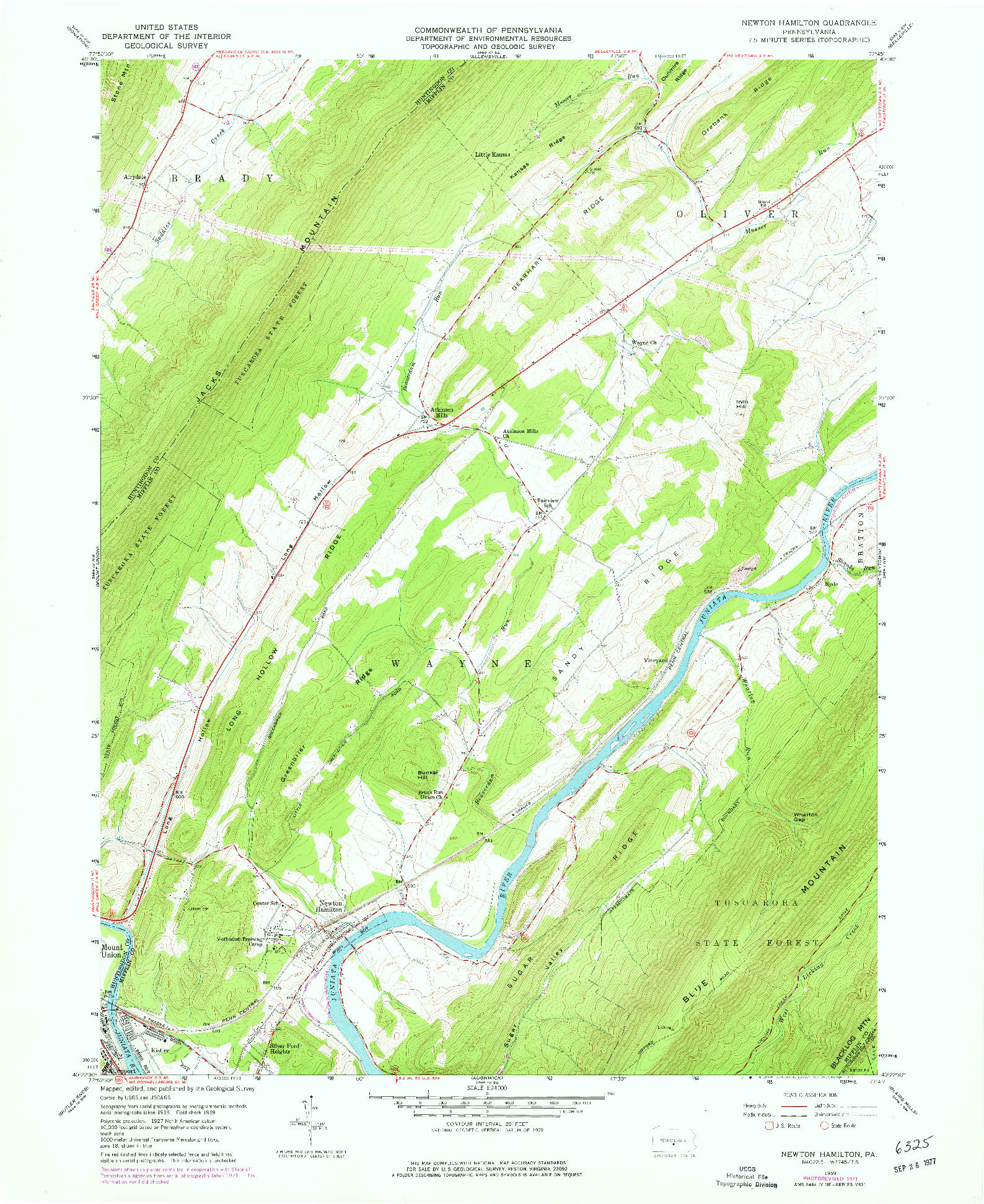 USGS 1:24000-SCALE QUADRANGLE FOR NEWTON HAMILTON, PA 1959