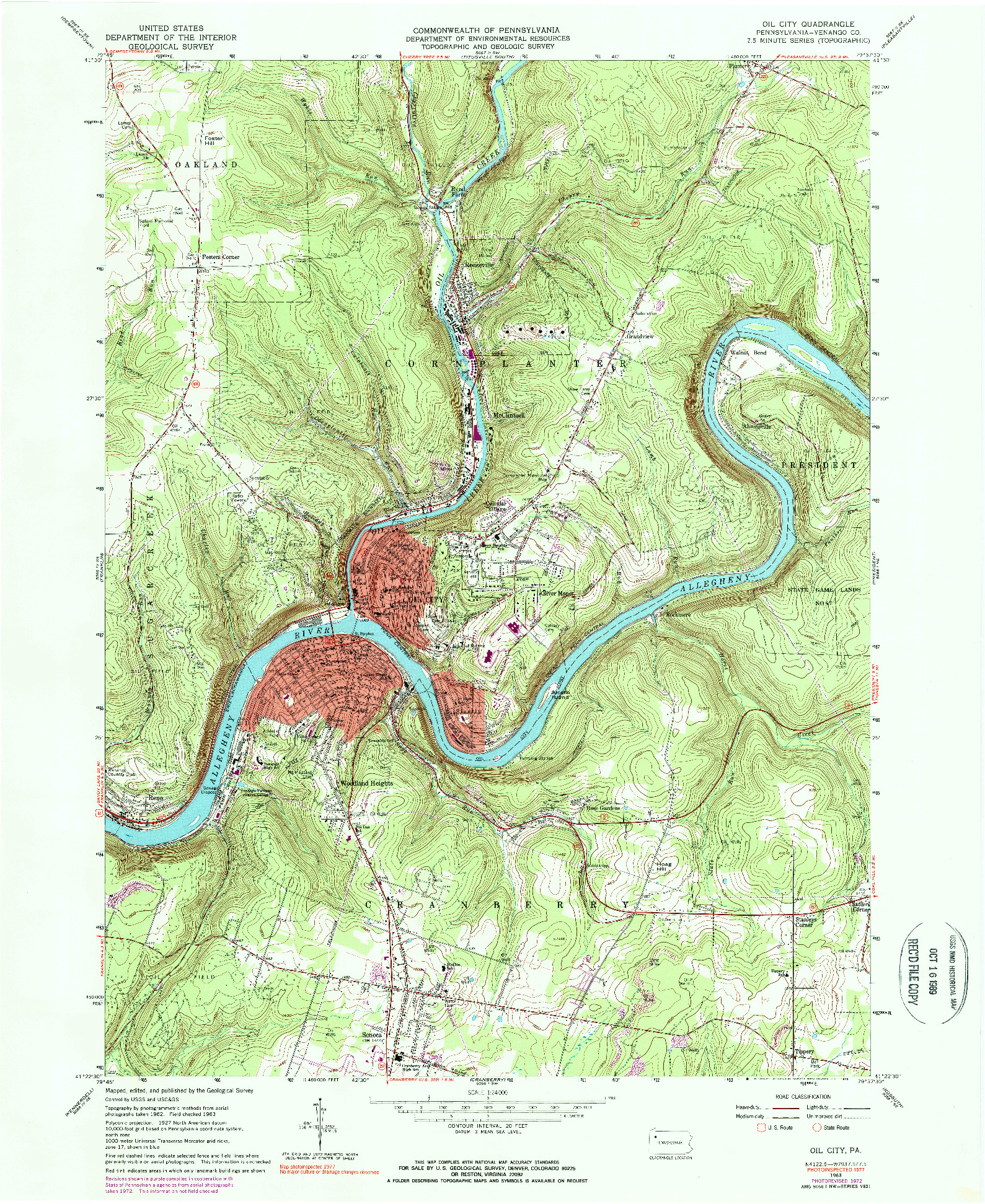 USGS 1:24000-SCALE QUADRANGLE FOR OIL CITY, PA 1963