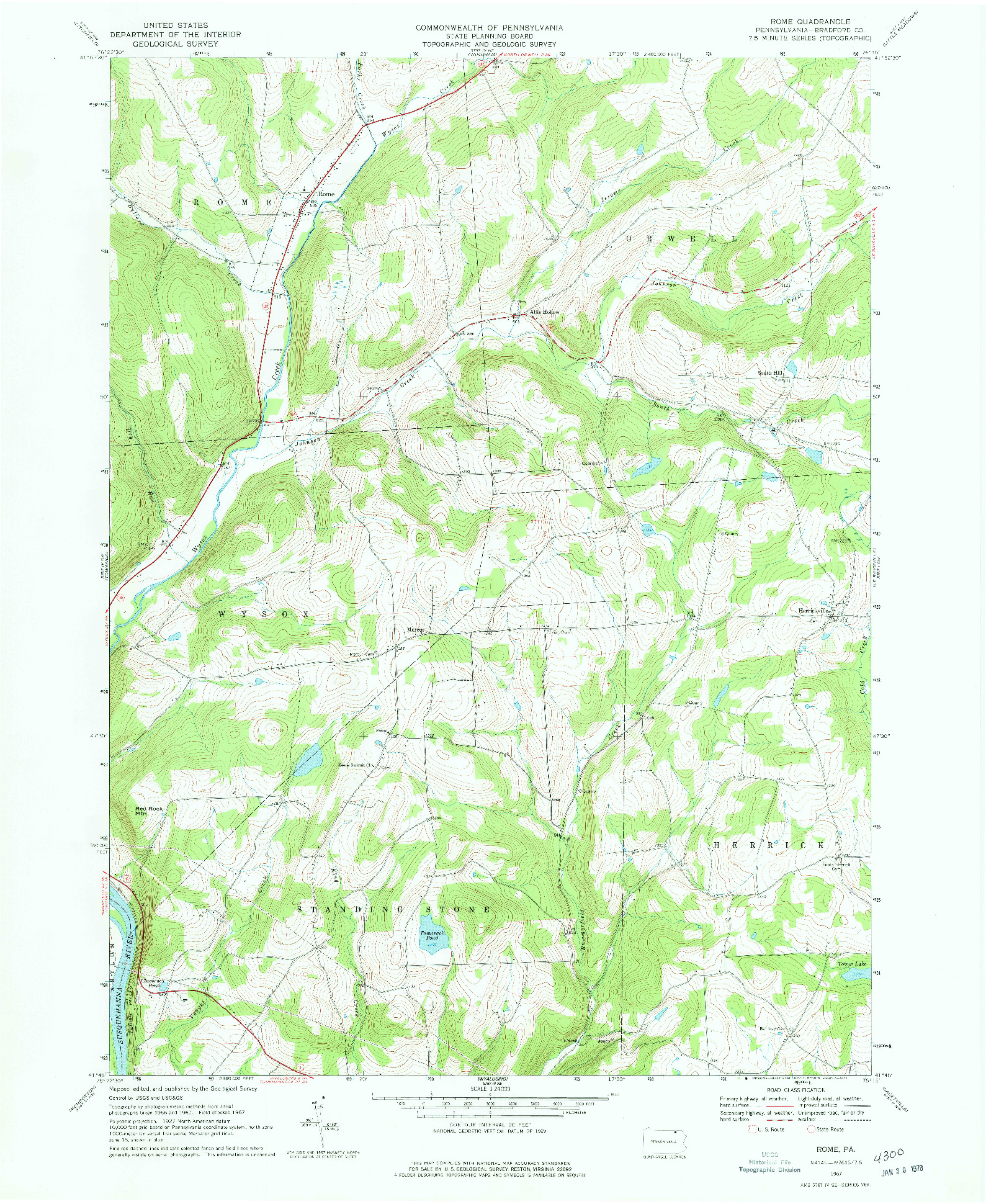 USGS 1:24000-SCALE QUADRANGLE FOR ROME, PA 1967