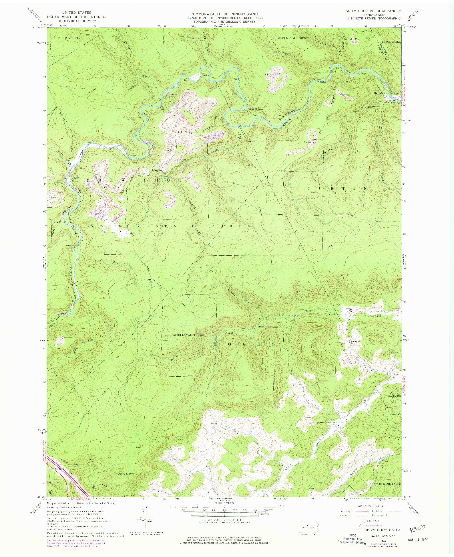 USGS 1:24000-SCALE QUADRANGLE FOR SNOW SHOE SE, PA 1960