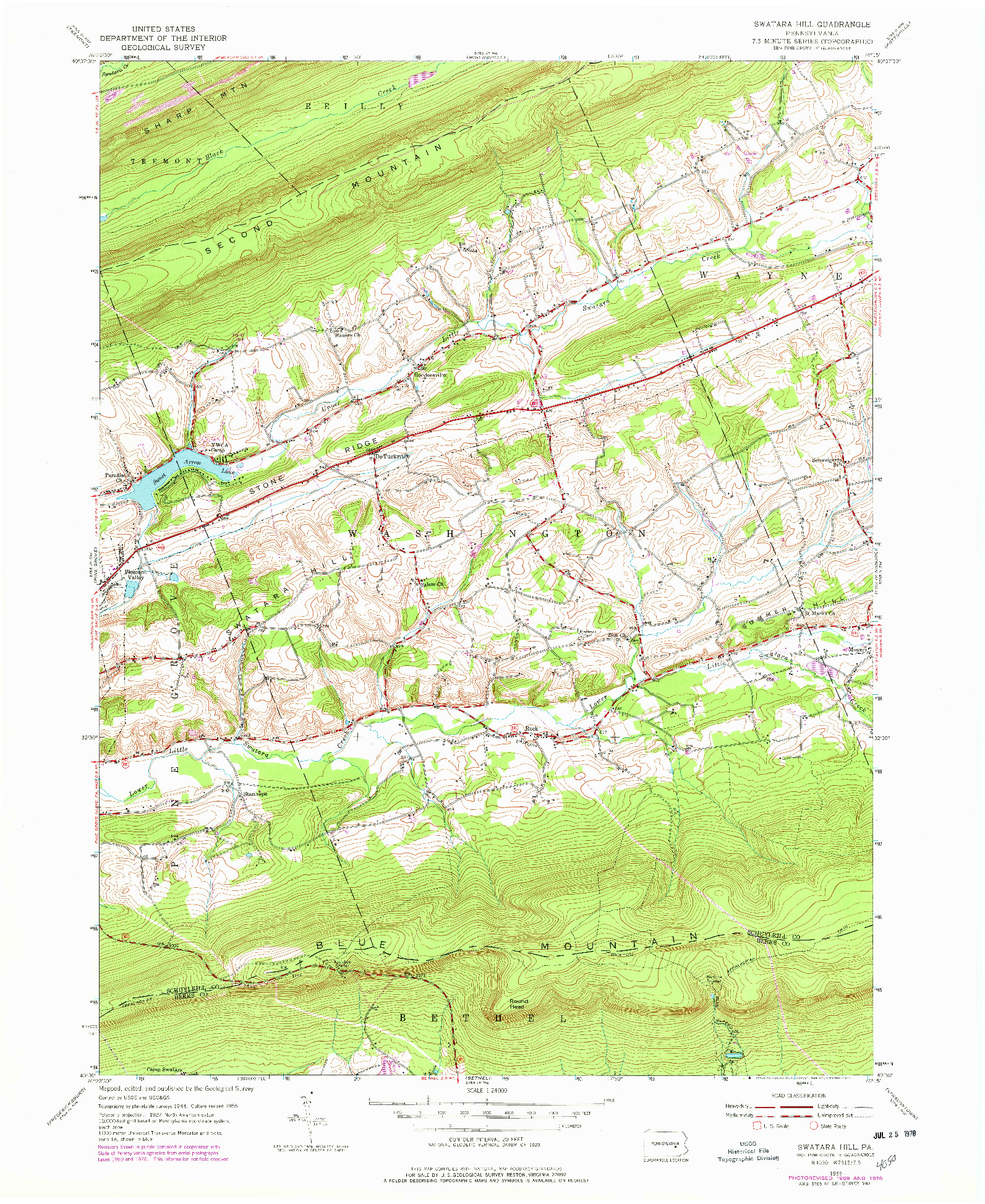 USGS 1:24000-SCALE QUADRANGLE FOR SWATARA HILL, PA 1955