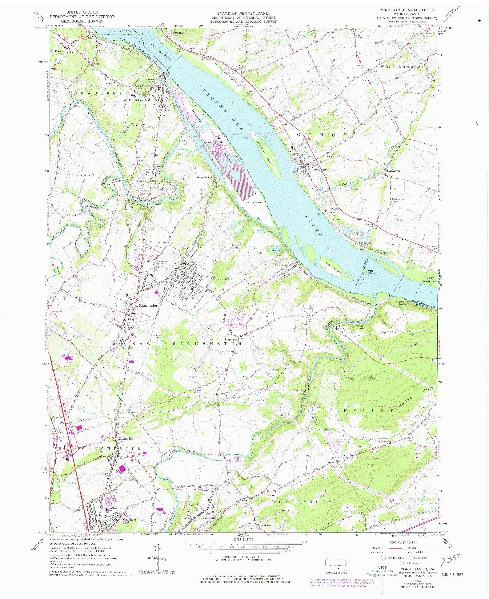 USGS 1:24000-SCALE QUADRANGLE FOR YORK HAVEN, PA 1964