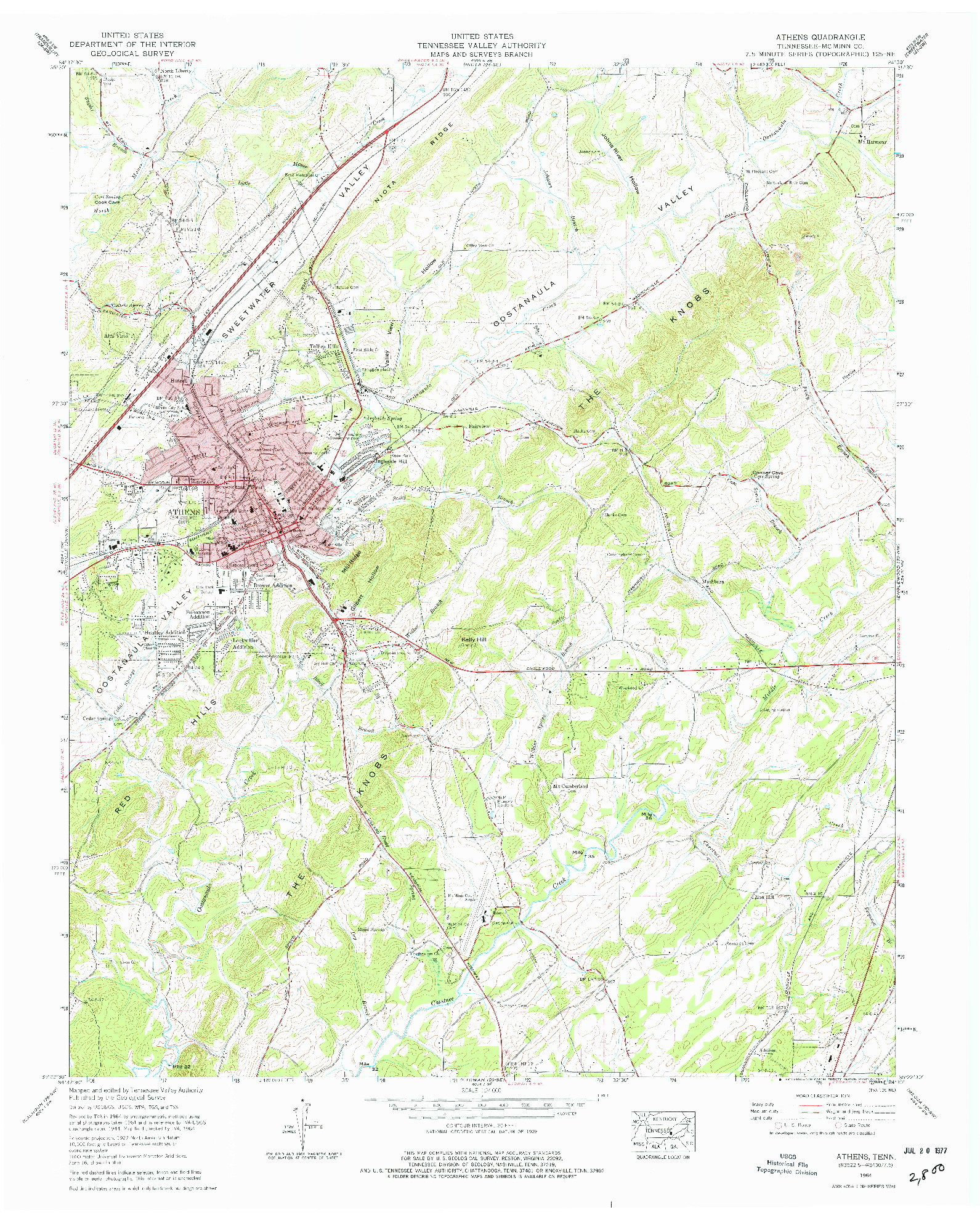 USGS 1:24000-SCALE QUADRANGLE FOR ATHENS, TN 1964