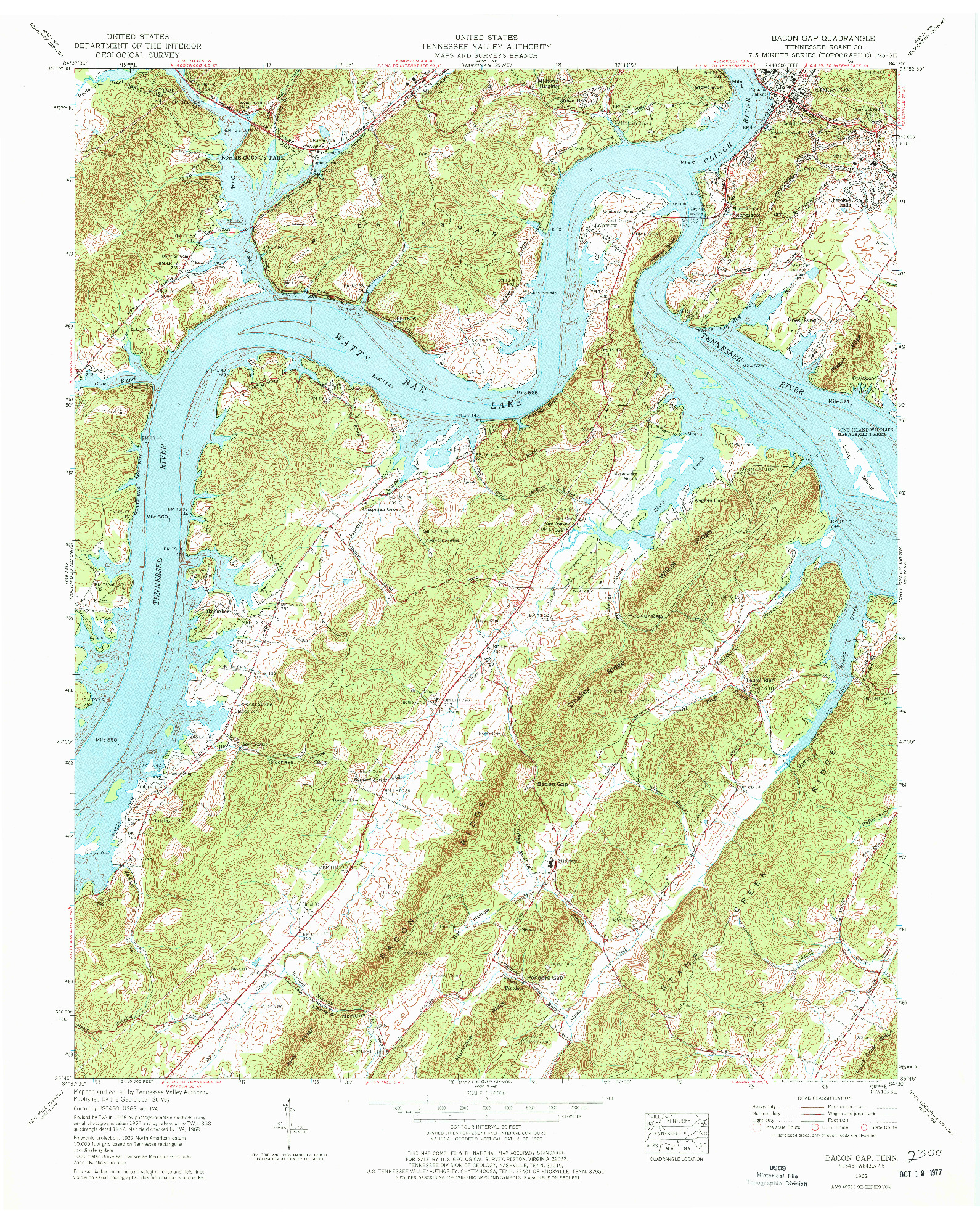 USGS 1:24000-SCALE QUADRANGLE FOR BACON GAP, TN 1968