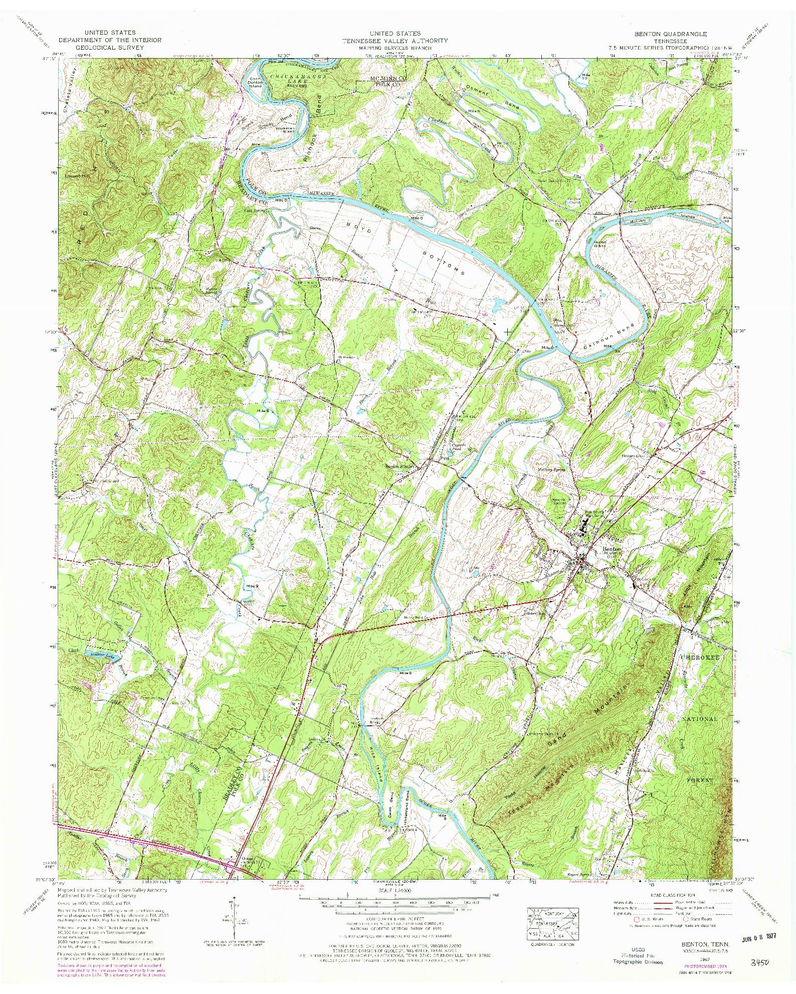 USGS 1:24000-SCALE QUADRANGLE FOR BENTON, TN 1967