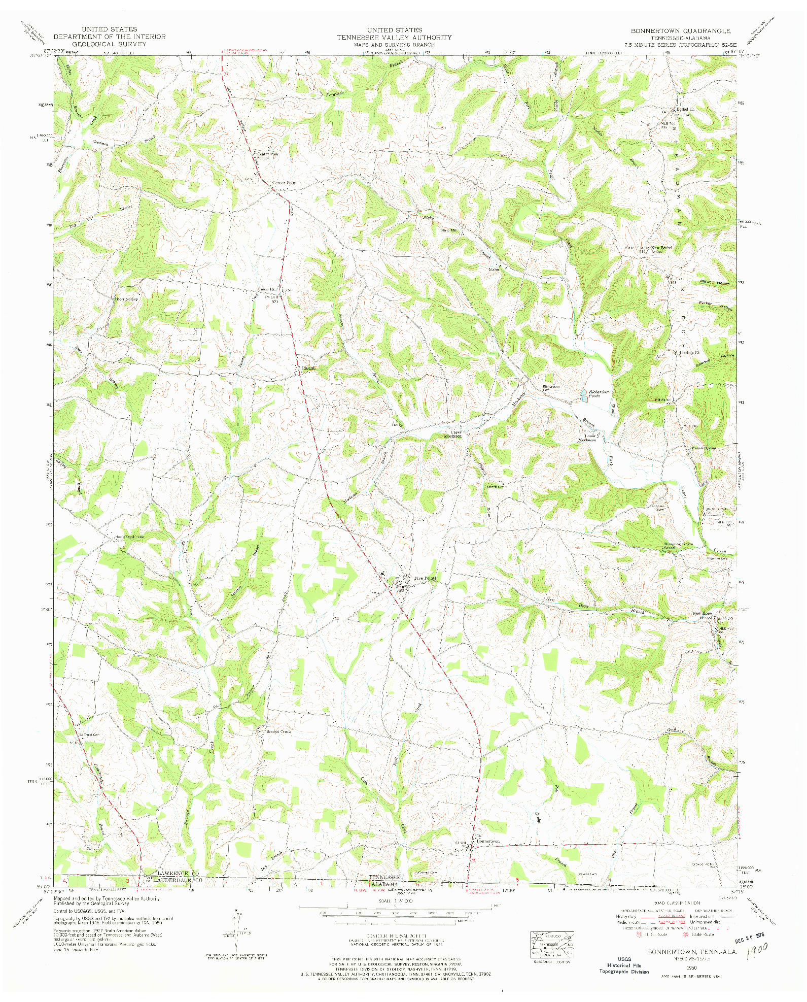 USGS 1:24000-SCALE QUADRANGLE FOR BONNERTOWN, TN 1950