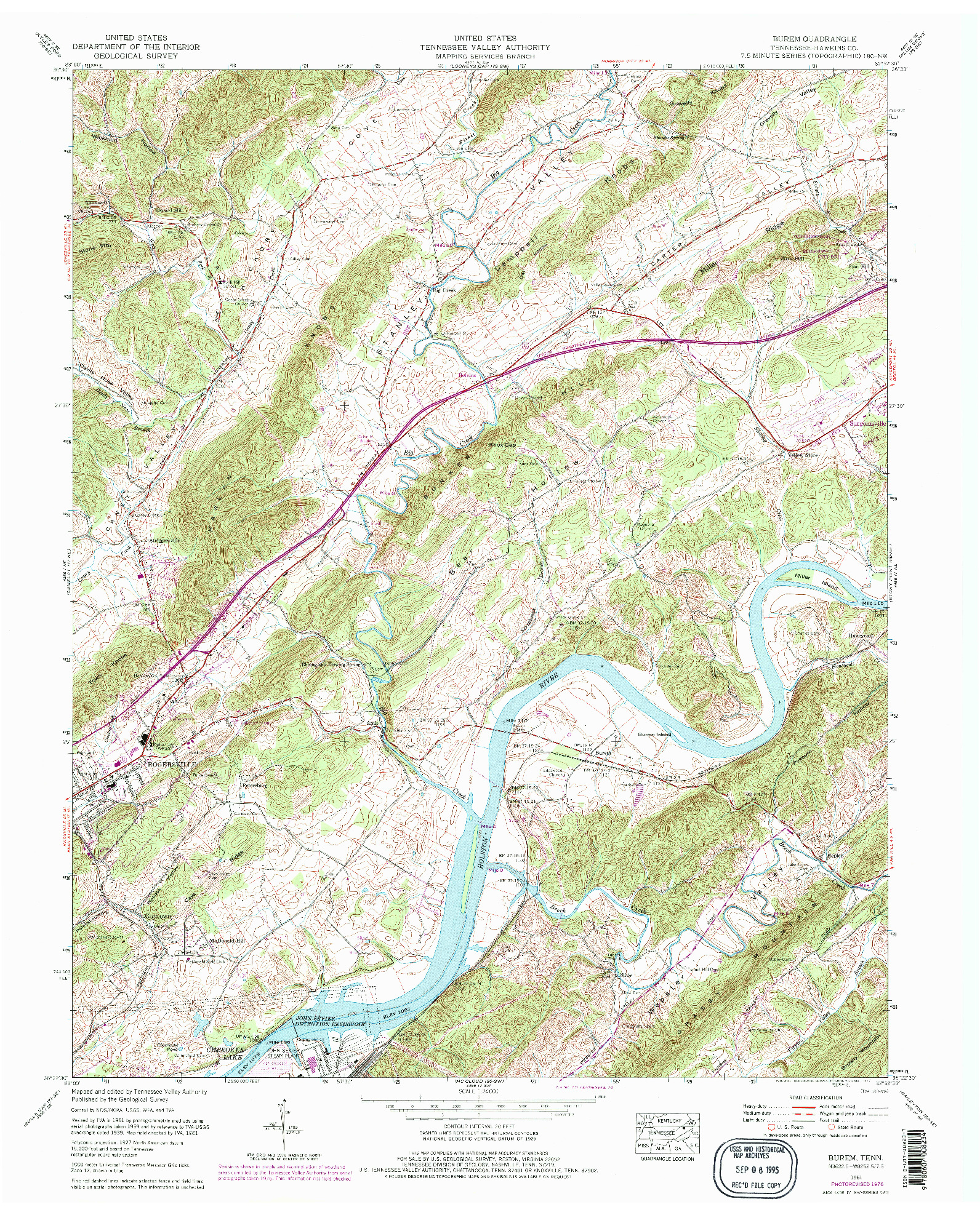 USGS 1:24000-SCALE QUADRANGLE FOR BUREM, TN 1961