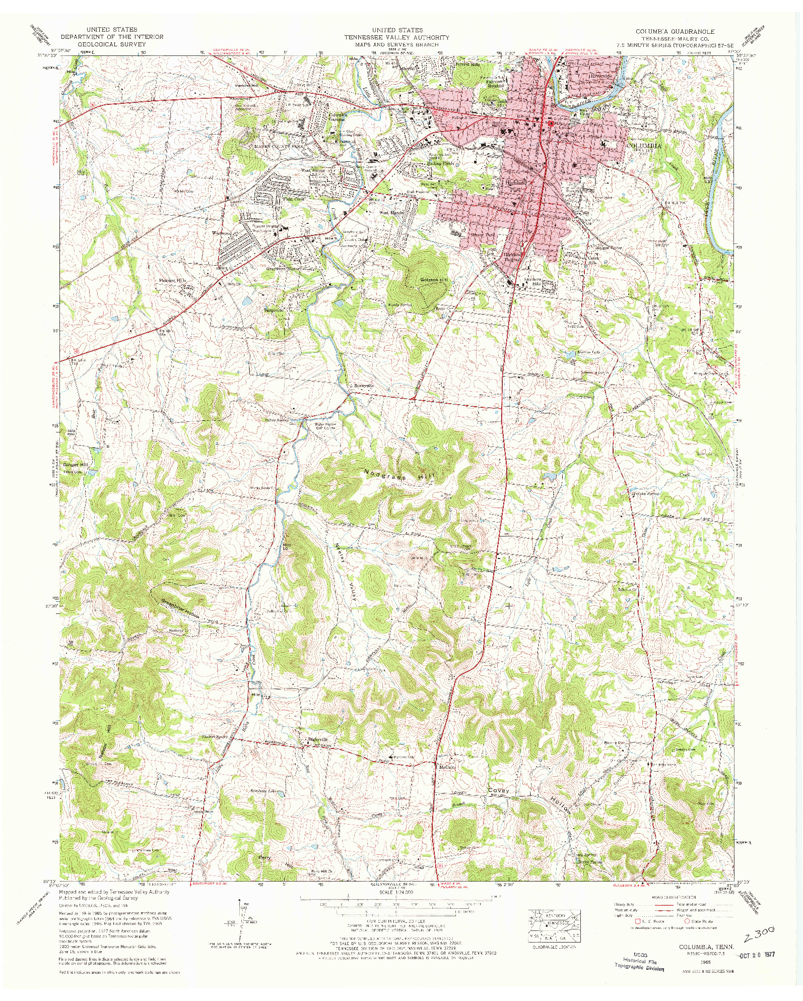 USGS 1:24000-SCALE QUADRANGLE FOR COLUMBIA, TN 1965