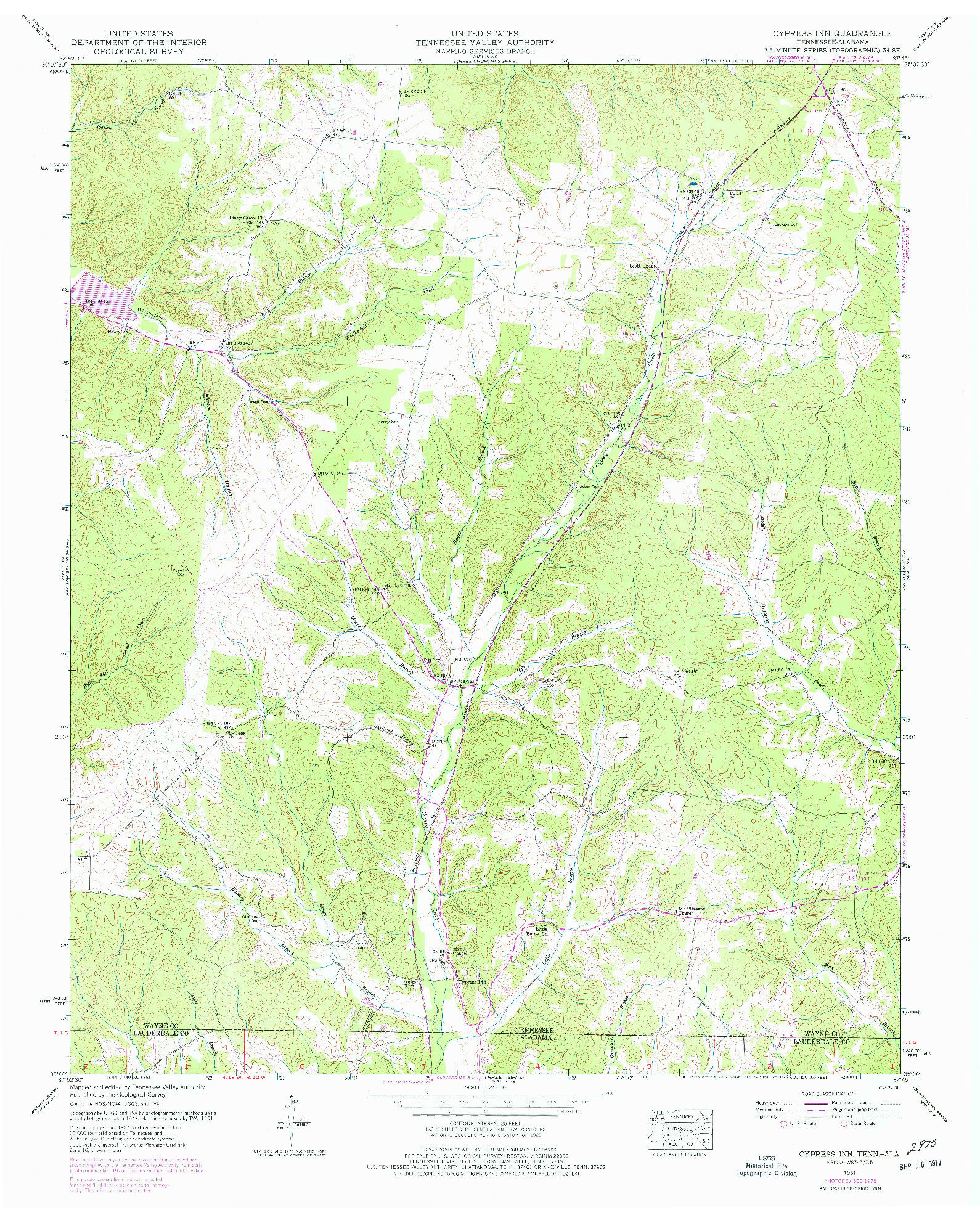 USGS 1:24000-SCALE QUADRANGLE FOR CYPRESS INN, TN 1951