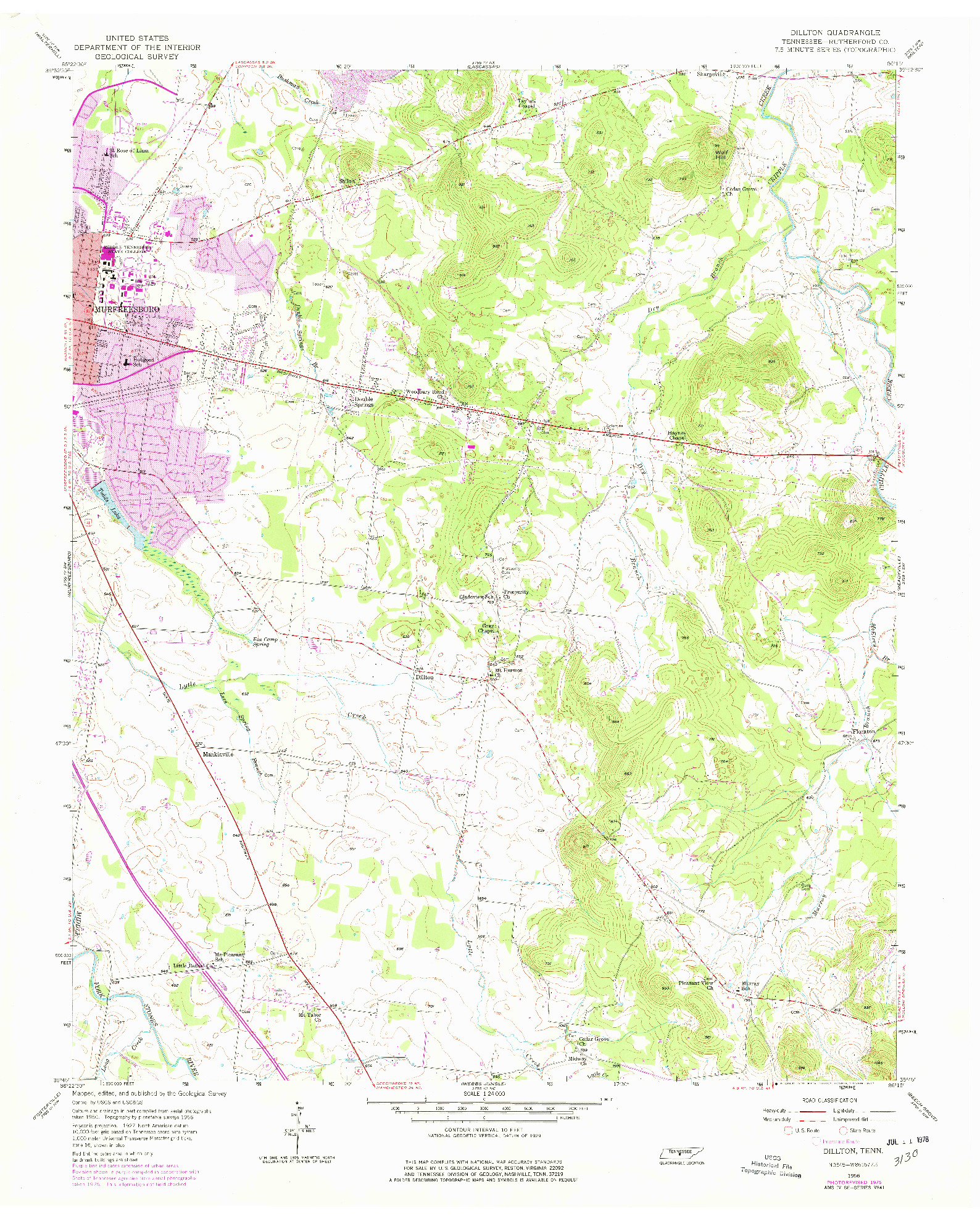 USGS 1:24000-SCALE QUADRANGLE FOR DILLTON, TN 1956