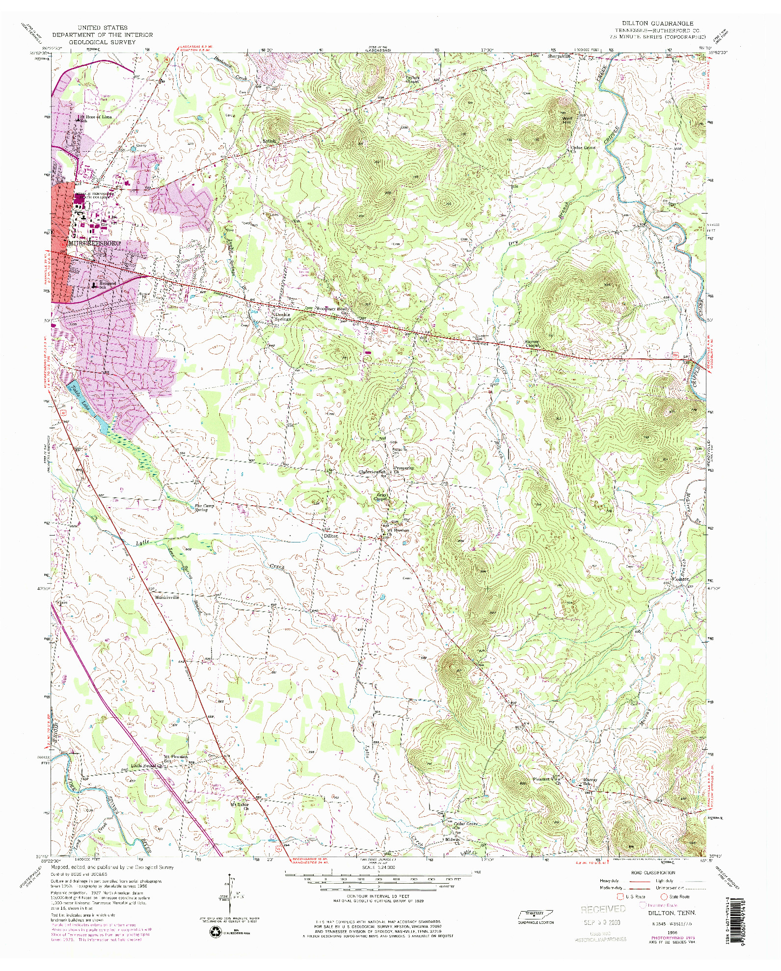 USGS 1:24000-SCALE QUADRANGLE FOR DILLTON, TN 1956