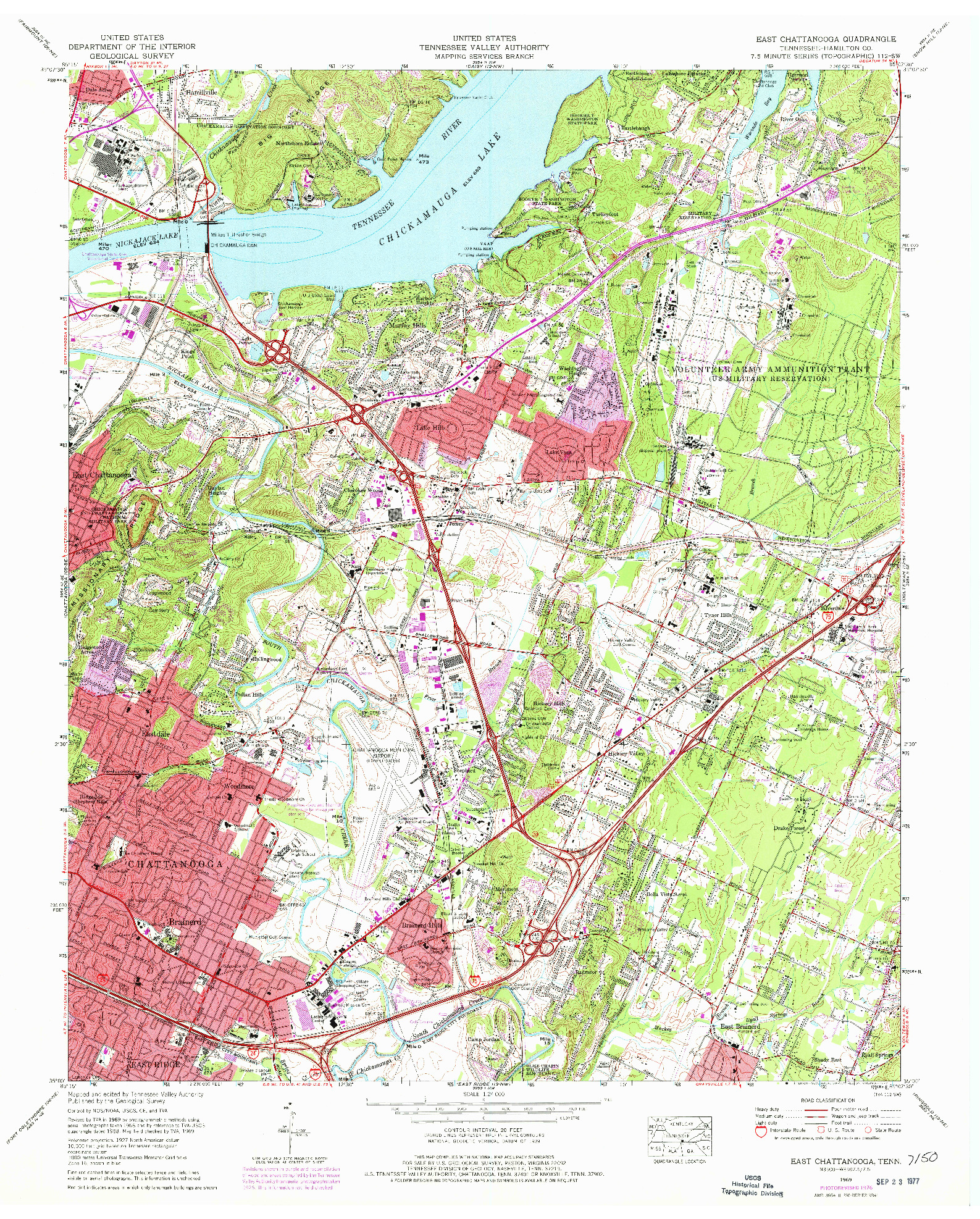 USGS 1:24000-SCALE QUADRANGLE FOR EAST CHATTANOOGA, TN 1969