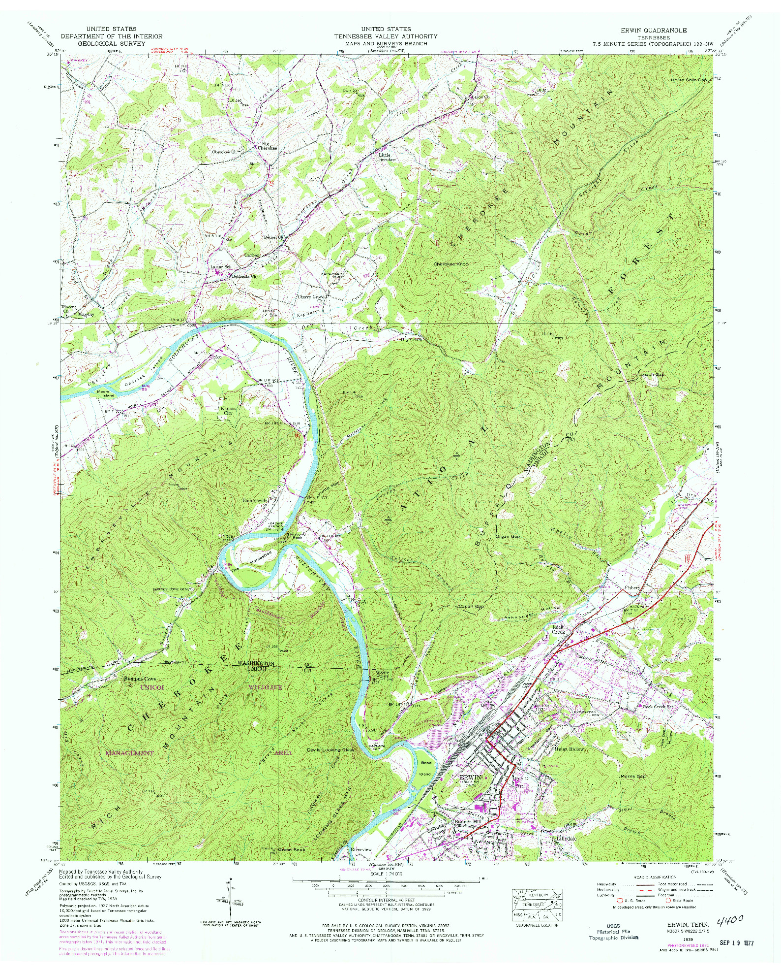 USGS 1:24000-SCALE QUADRANGLE FOR ERWIN, TN 1939