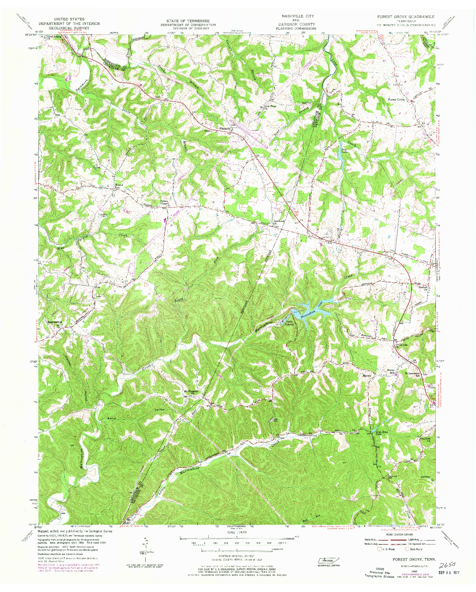USGS 1:24000-SCALE QUADRANGLE FOR FOREST GROVE, TN 1955