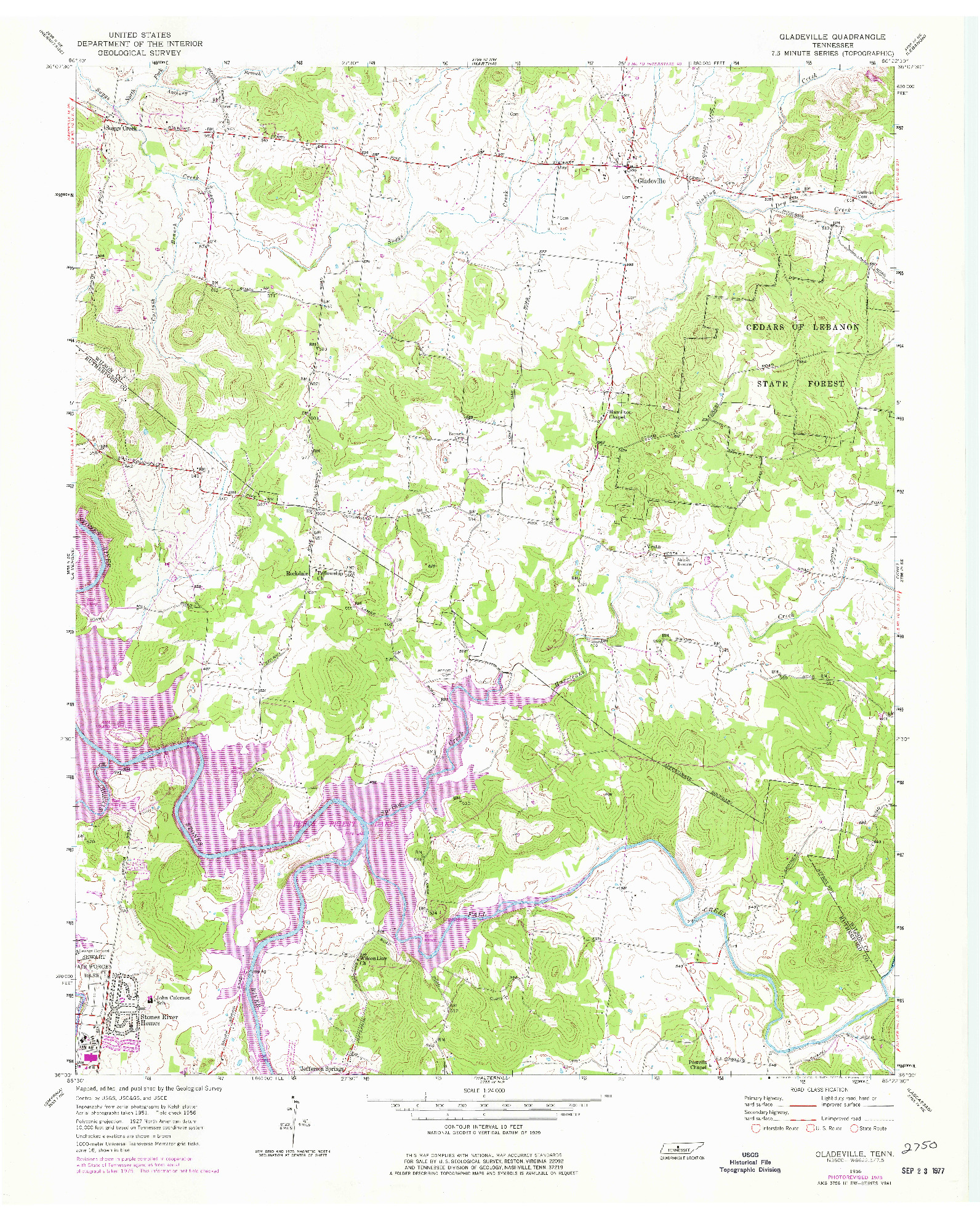 USGS 1:24000-SCALE QUADRANGLE FOR GLADEVILLE, TN 1956