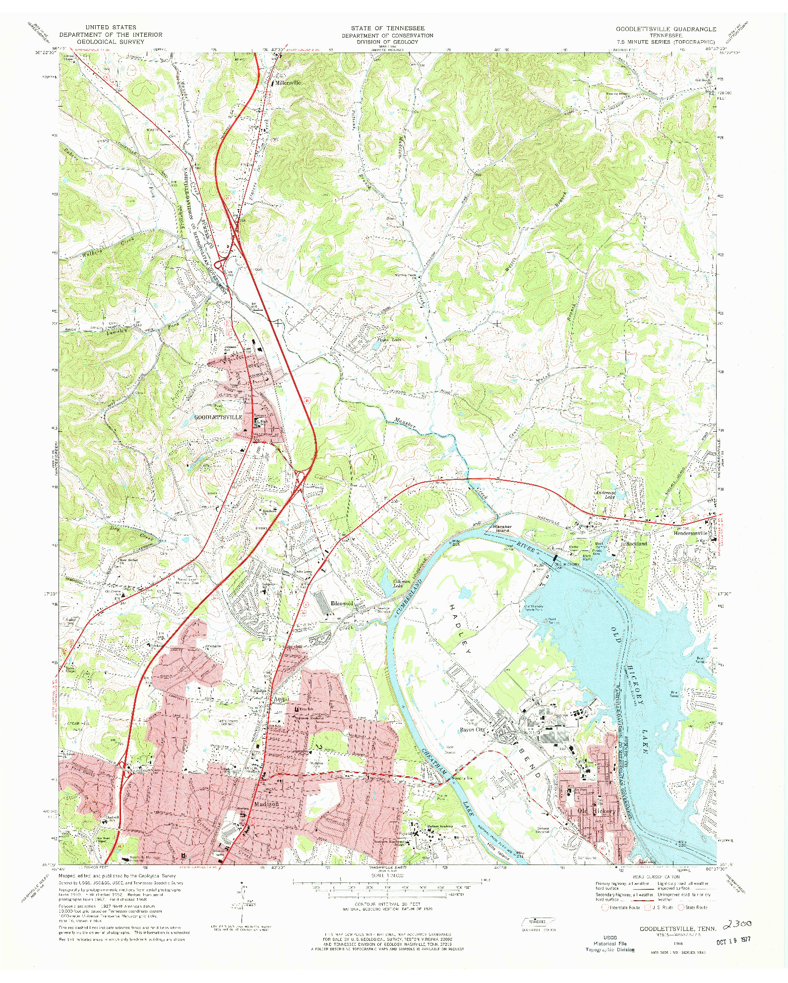 USGS 1:24000-SCALE QUADRANGLE FOR GOODLETTSVILLE, TN 1968