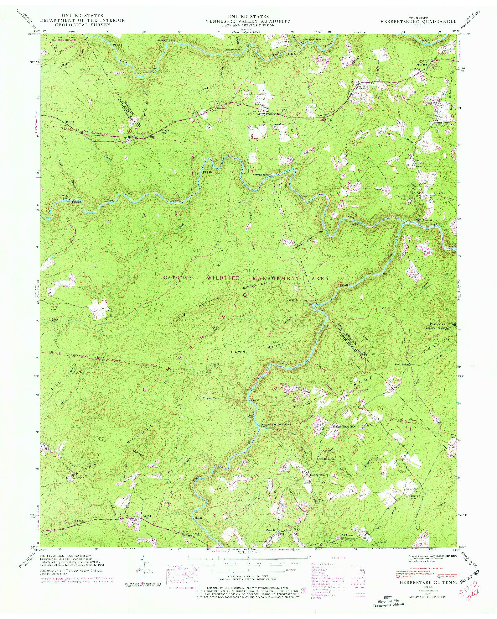 USGS 1:24000-SCALE QUADRANGLE FOR HEBBERTSBURG, TN 1943