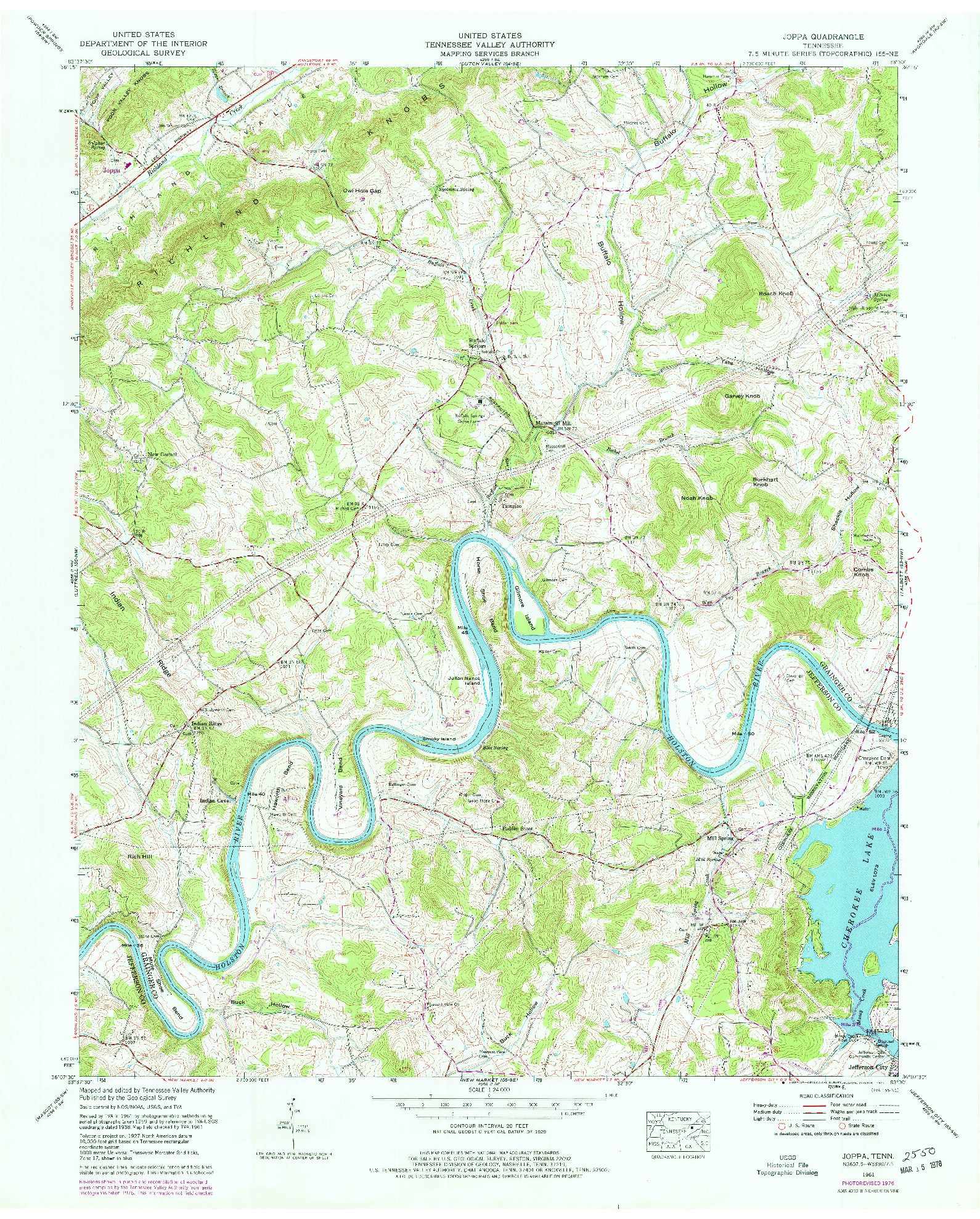 USGS 1:24000-SCALE QUADRANGLE FOR JOPPA, TN 1961