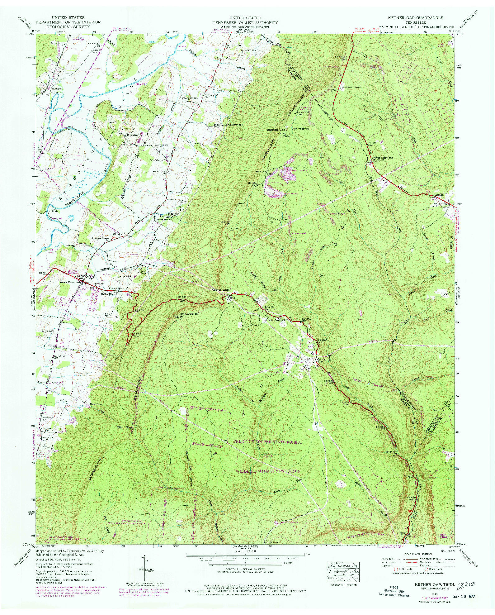 USGS 1:24000-SCALE QUADRANGLE FOR KETNER GAP, TN 1943