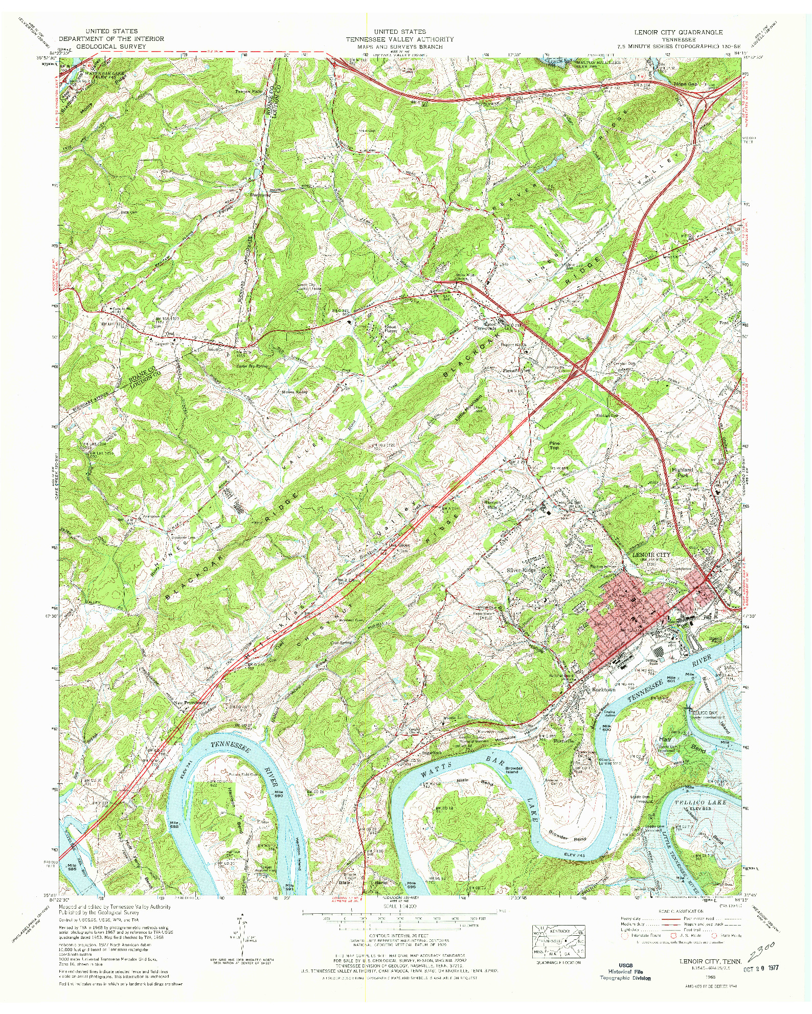 USGS 1:24000-SCALE QUADRANGLE FOR LENOIR CITY, TN 1968