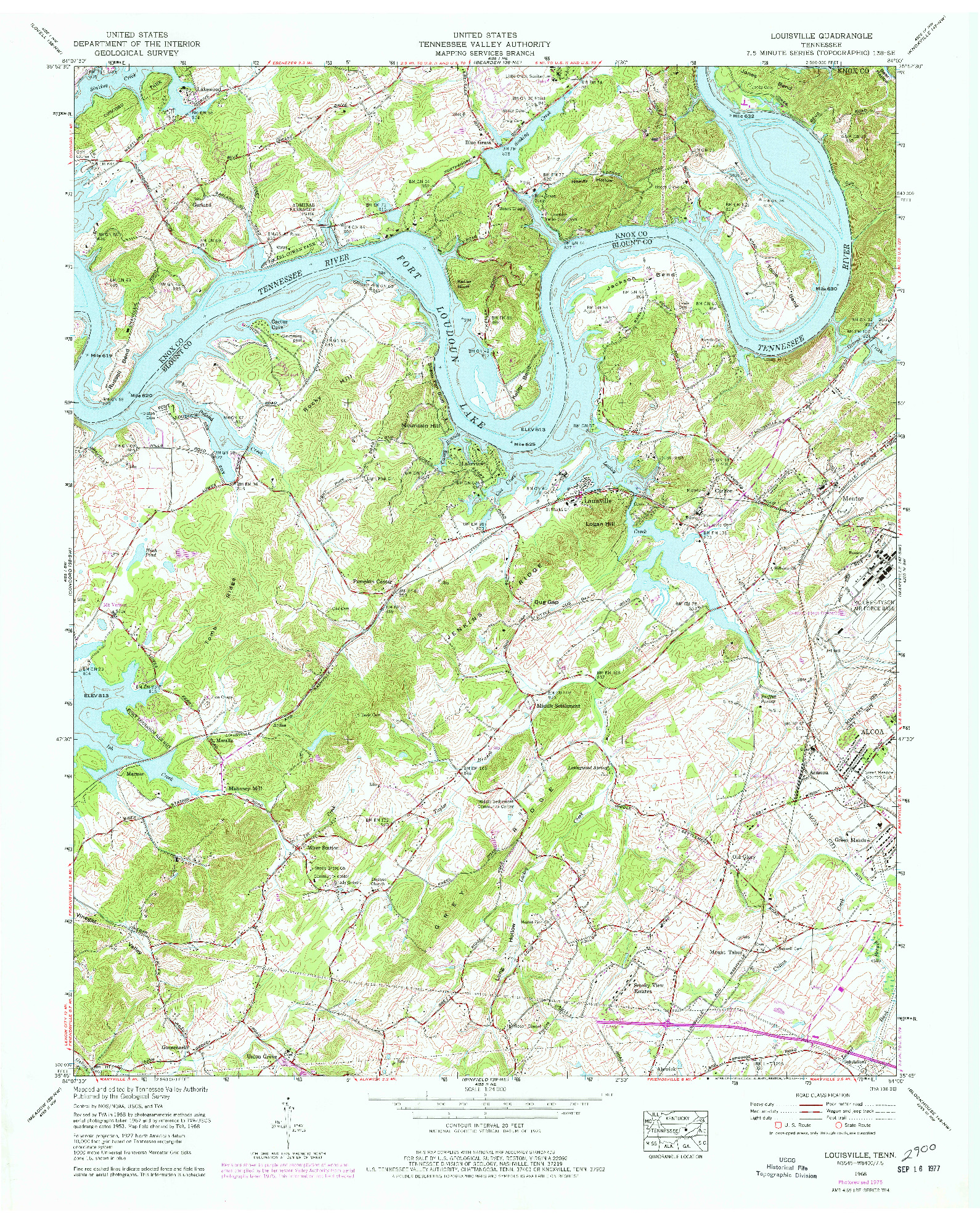 USGS 1:24000-SCALE QUADRANGLE FOR LOUISVILLE, TN 1968