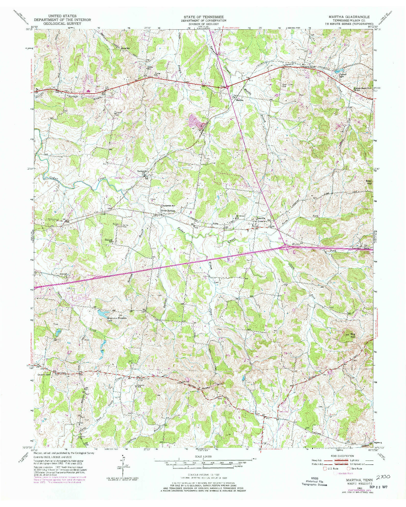 USGS 1:24000-SCALE QUADRANGLE FOR MARTHA, TN 1951