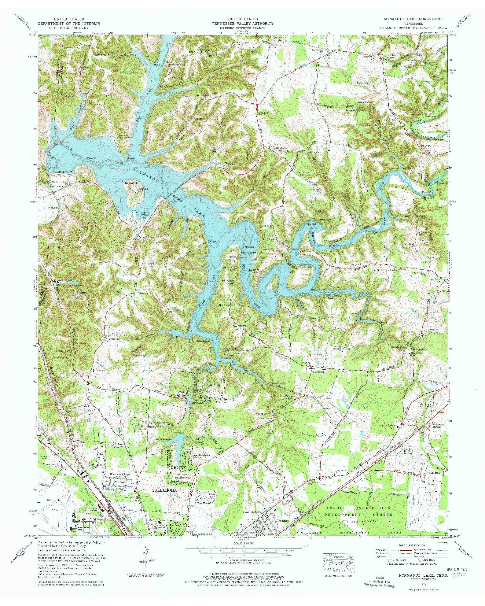 USGS 1:24000-SCALE QUADRANGLE FOR NORMANDY LAKE, TN 1976