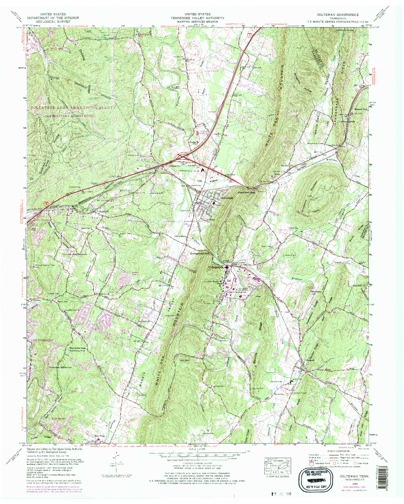USGS 1:24000-SCALE QUADRANGLE FOR OOLTEWAH, TN 1964