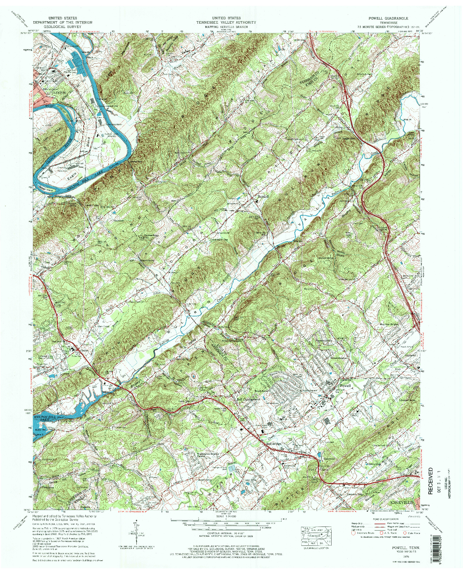 USGS 1:24000-SCALE QUADRANGLE FOR POWELL, TN 1976