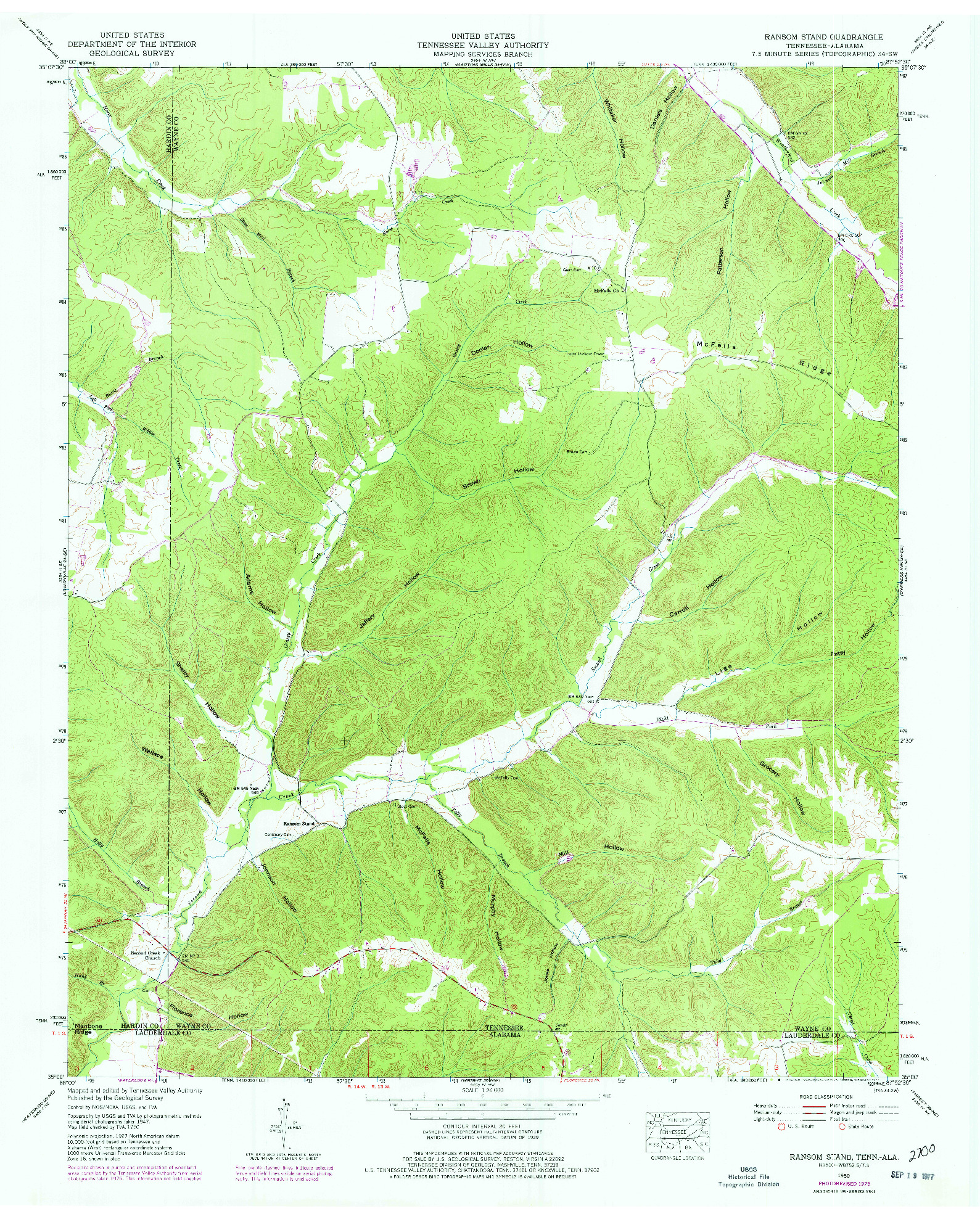 USGS 1:24000-SCALE QUADRANGLE FOR RANSOM STAND, TN 1950