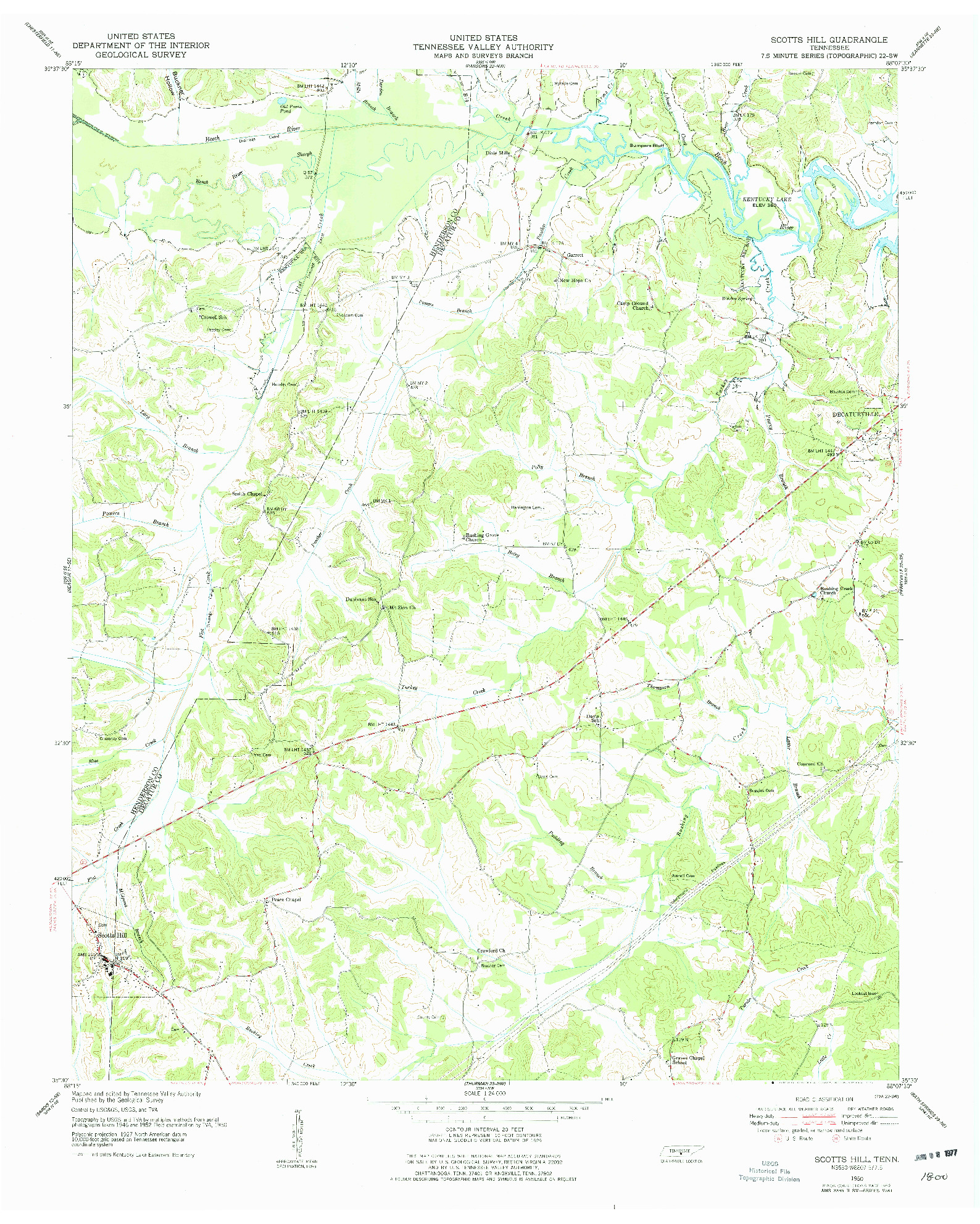 USGS 1:24000-SCALE QUADRANGLE FOR SCOTTS HILL, TN 1950