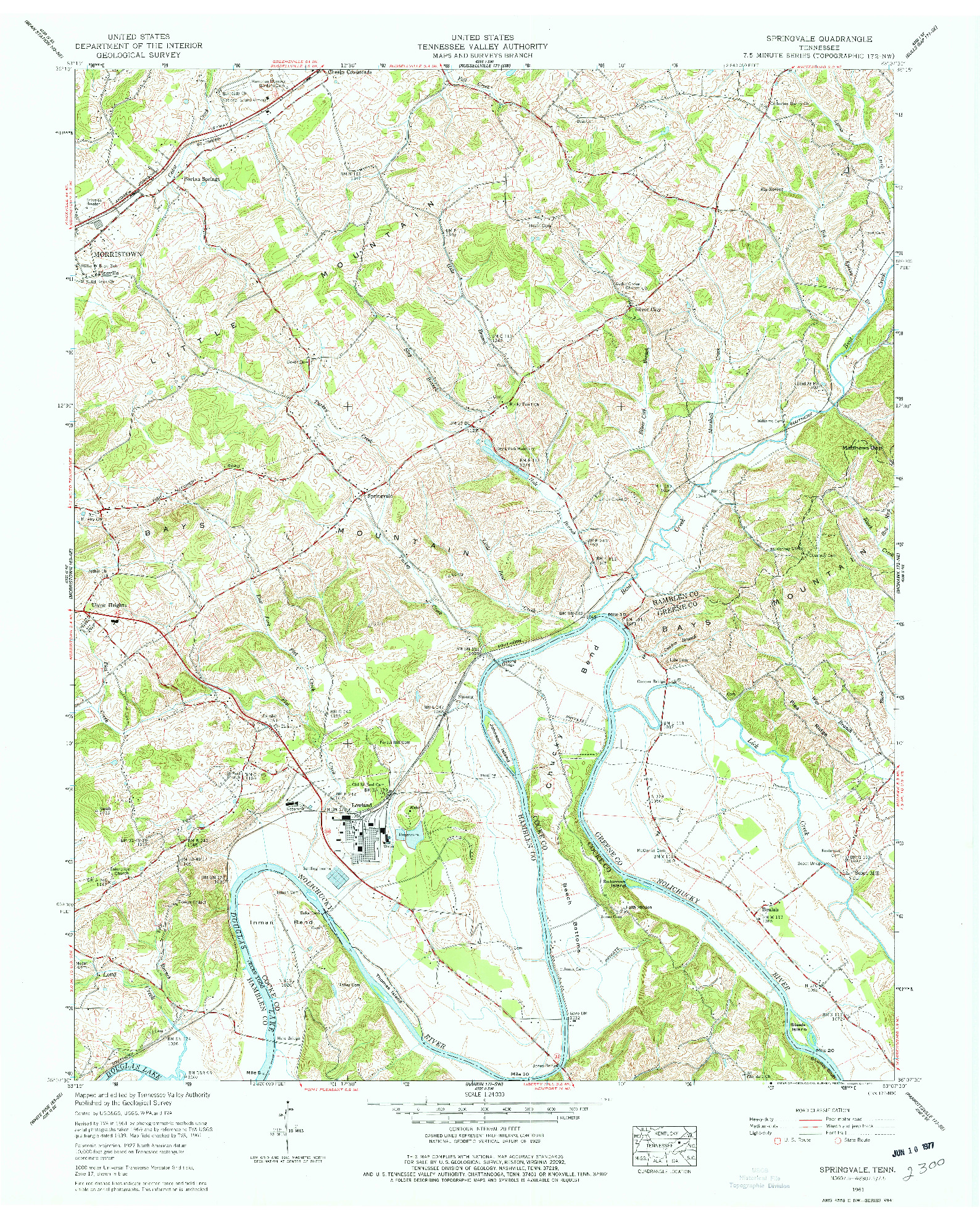 USGS 1:24000-SCALE QUADRANGLE FOR SPRINGVALE, TN 1961