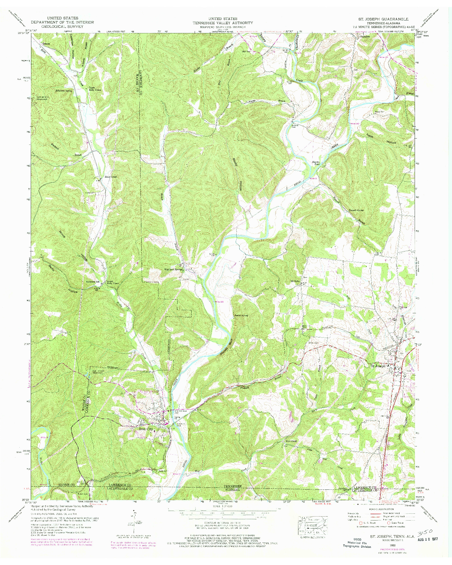 USGS 1:24000-SCALE QUADRANGLE FOR ST. JOSEPH, TN 1950