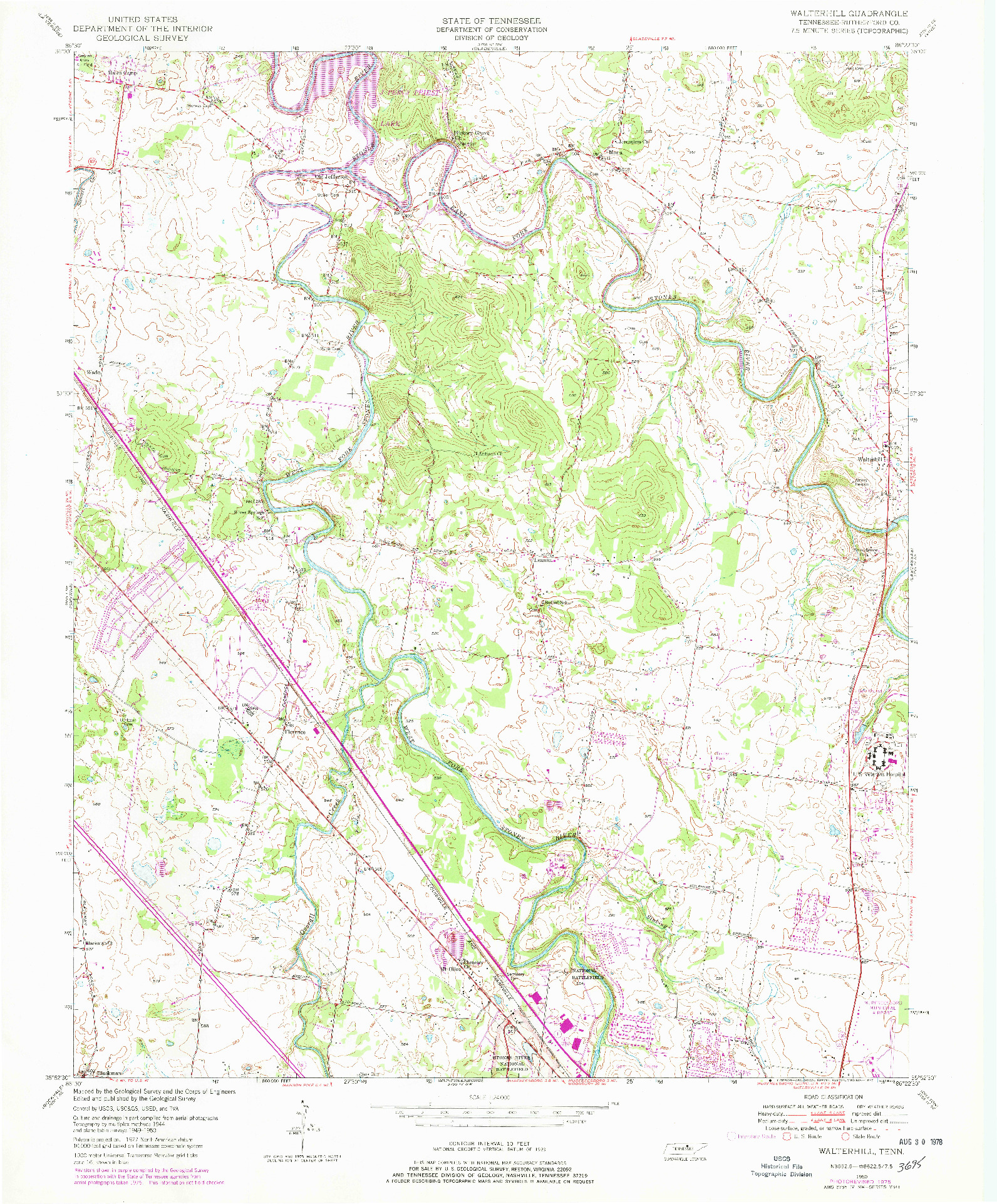 USGS 1:24000-SCALE QUADRANGLE FOR WALTERHILL, TN 1950