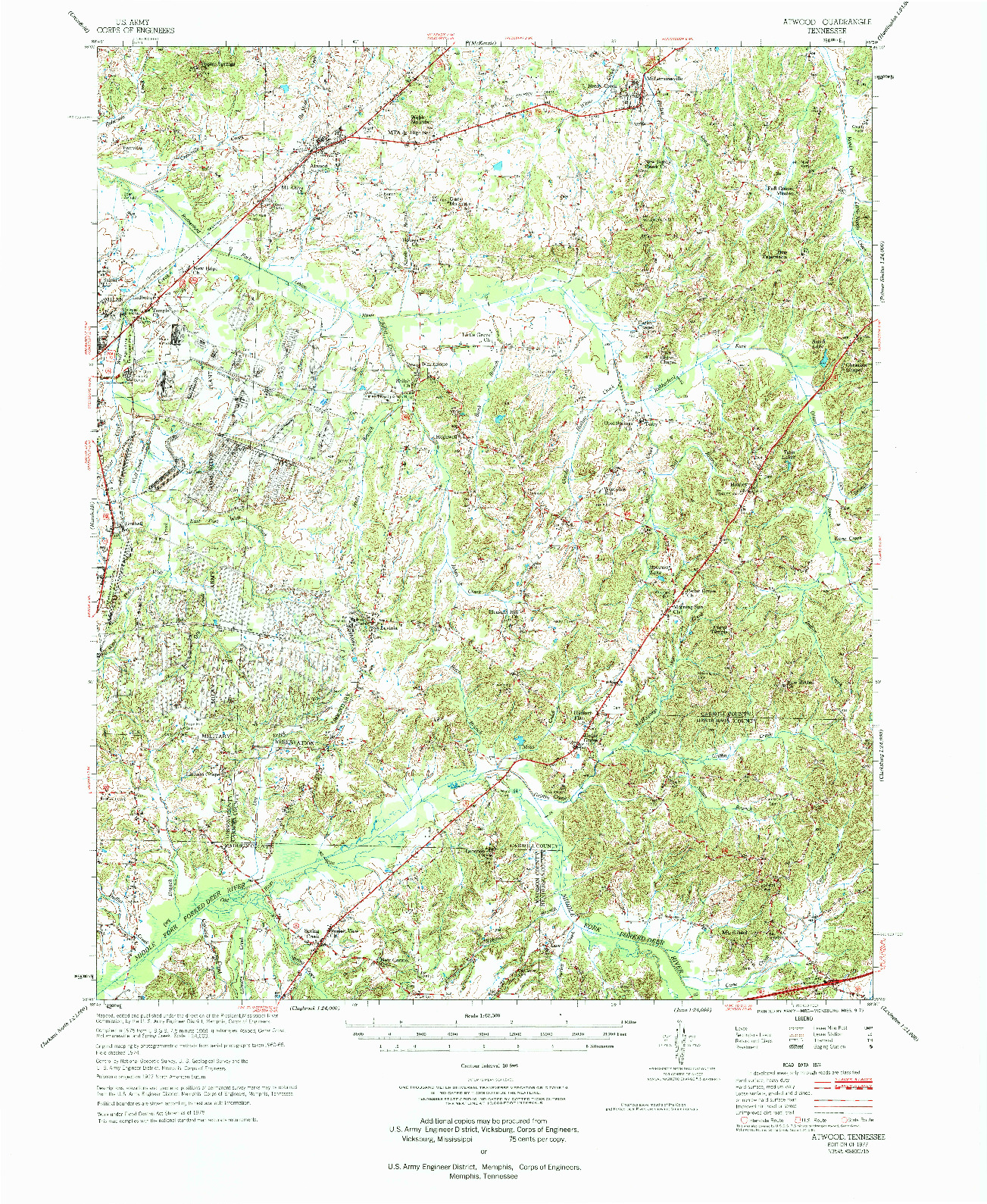 USGS 1:62500-SCALE QUADRANGLE FOR ATWOOD, TN 1977