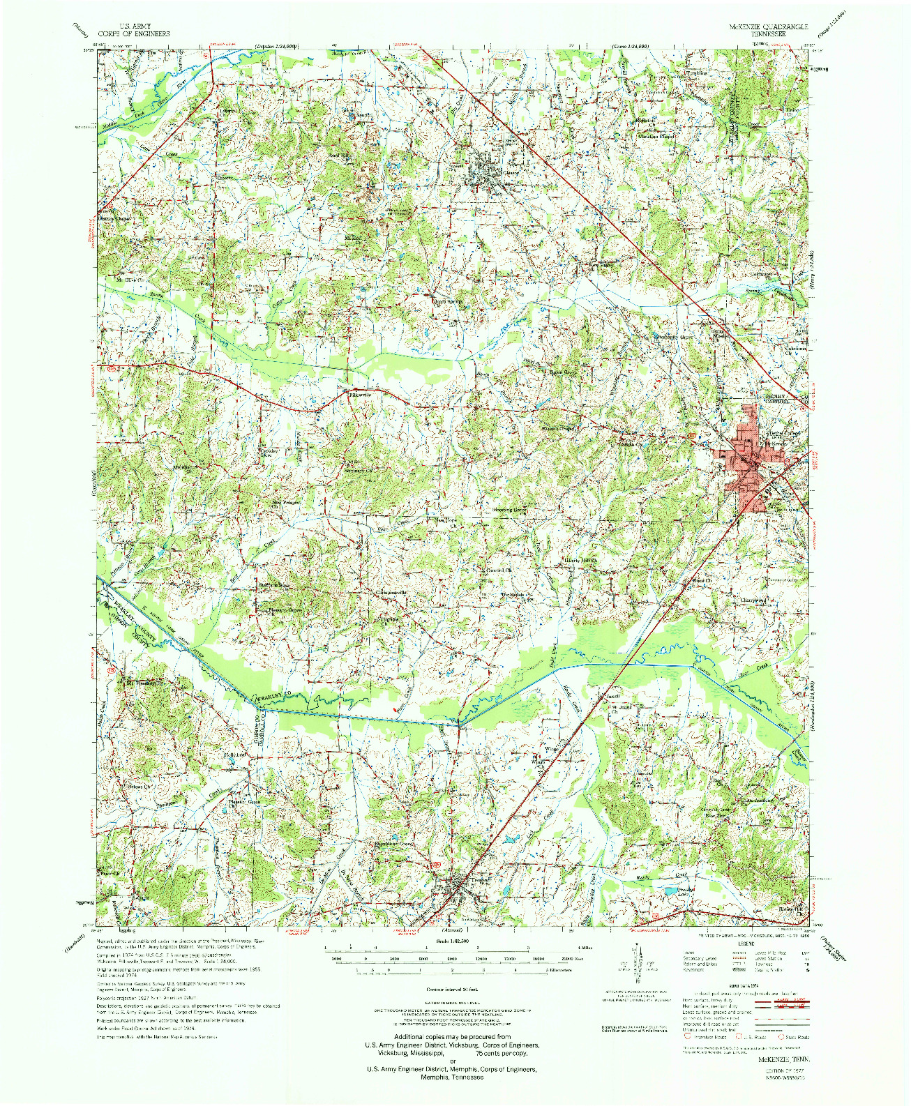 USGS 1:62500-SCALE QUADRANGLE FOR MCKENZIE, TN 1977