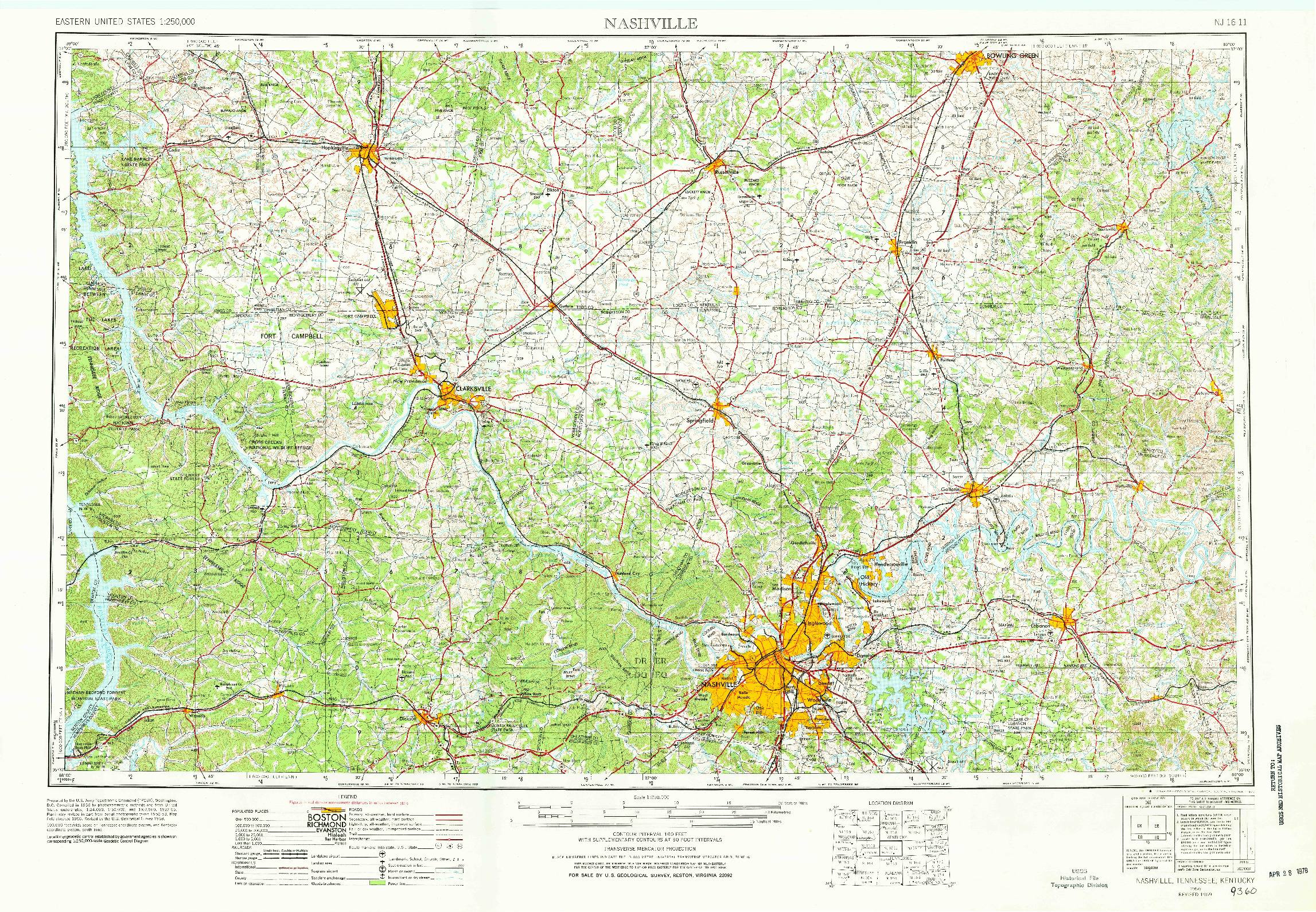 USGS 1:250000-SCALE QUADRANGLE FOR NASHVILLE, TN 1956