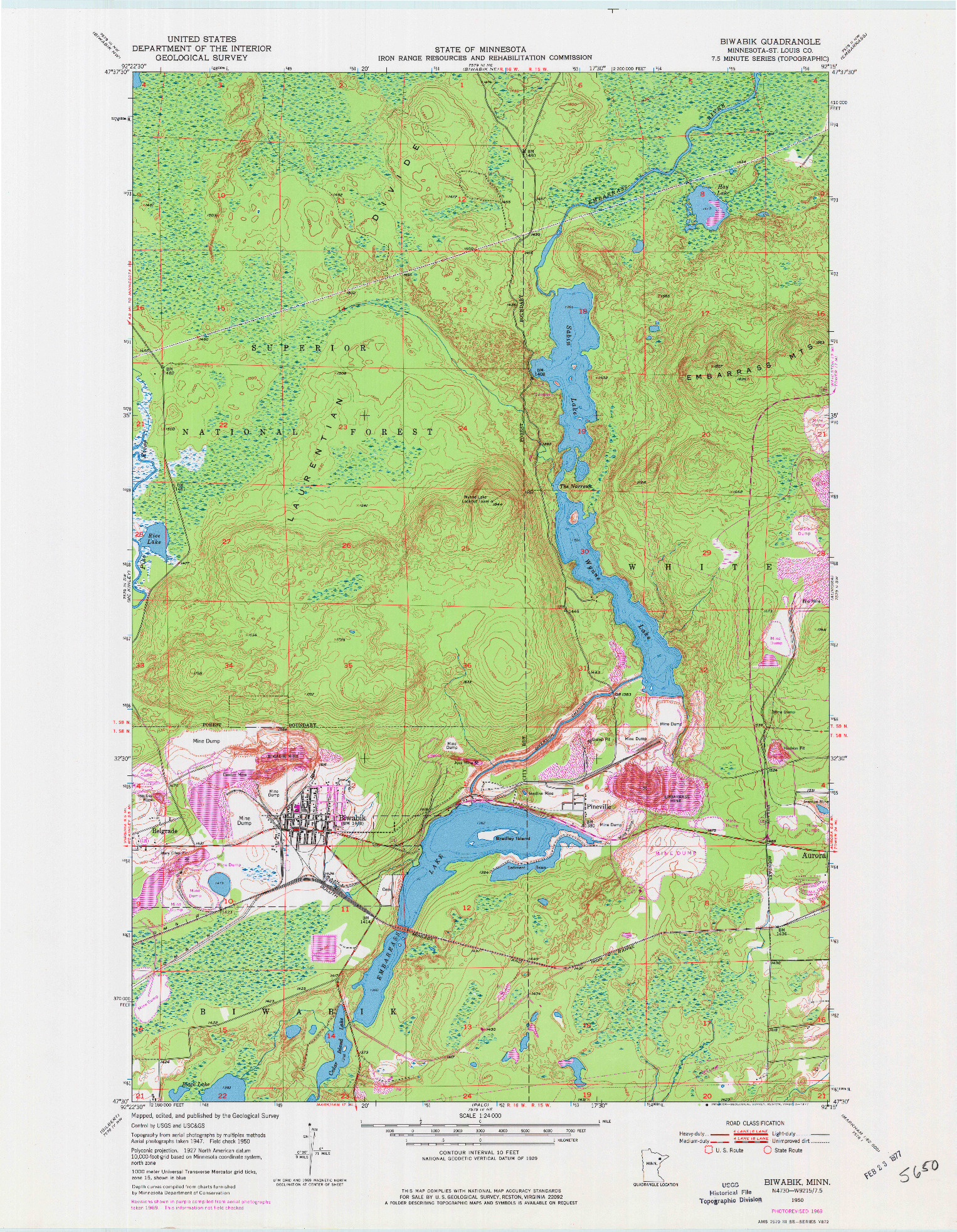 USGS 1:24000-SCALE QUADRANGLE FOR BIWABIK, MN 1950