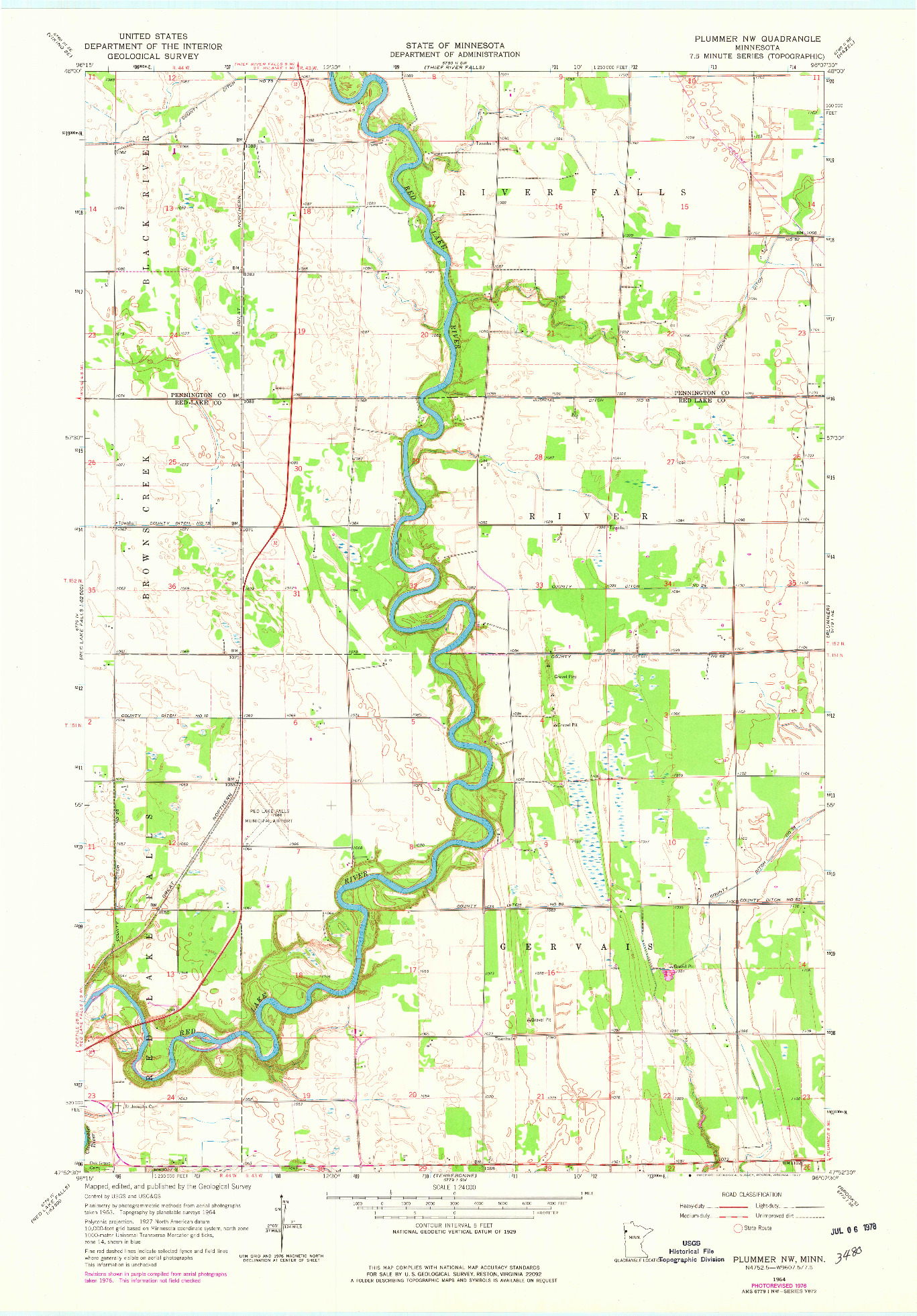 USGS 1:24000-SCALE QUADRANGLE FOR PLUMMER NW, MN 1964