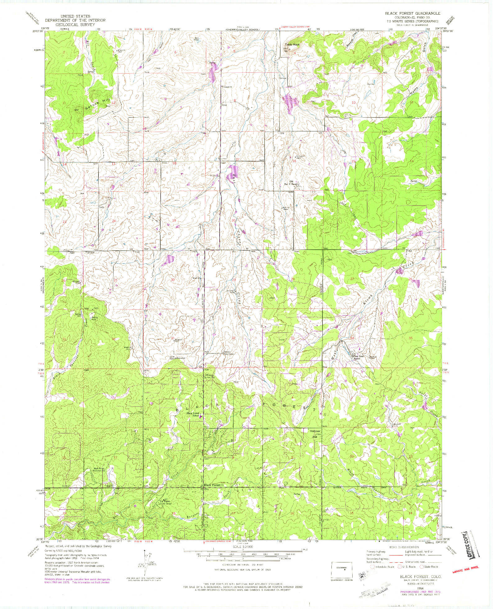 USGS 1:24000-SCALE QUADRANGLE FOR BLACK FOREST, CO 1954