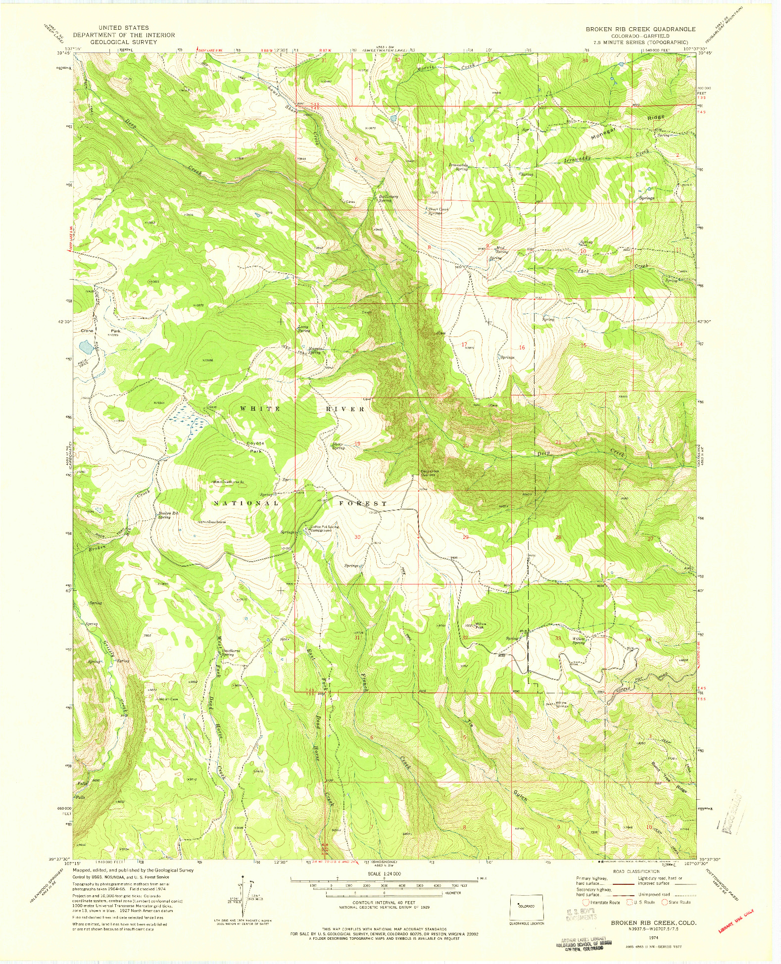 USGS 1:24000-SCALE QUADRANGLE FOR BROKEN RIB CREEK, CO 1974