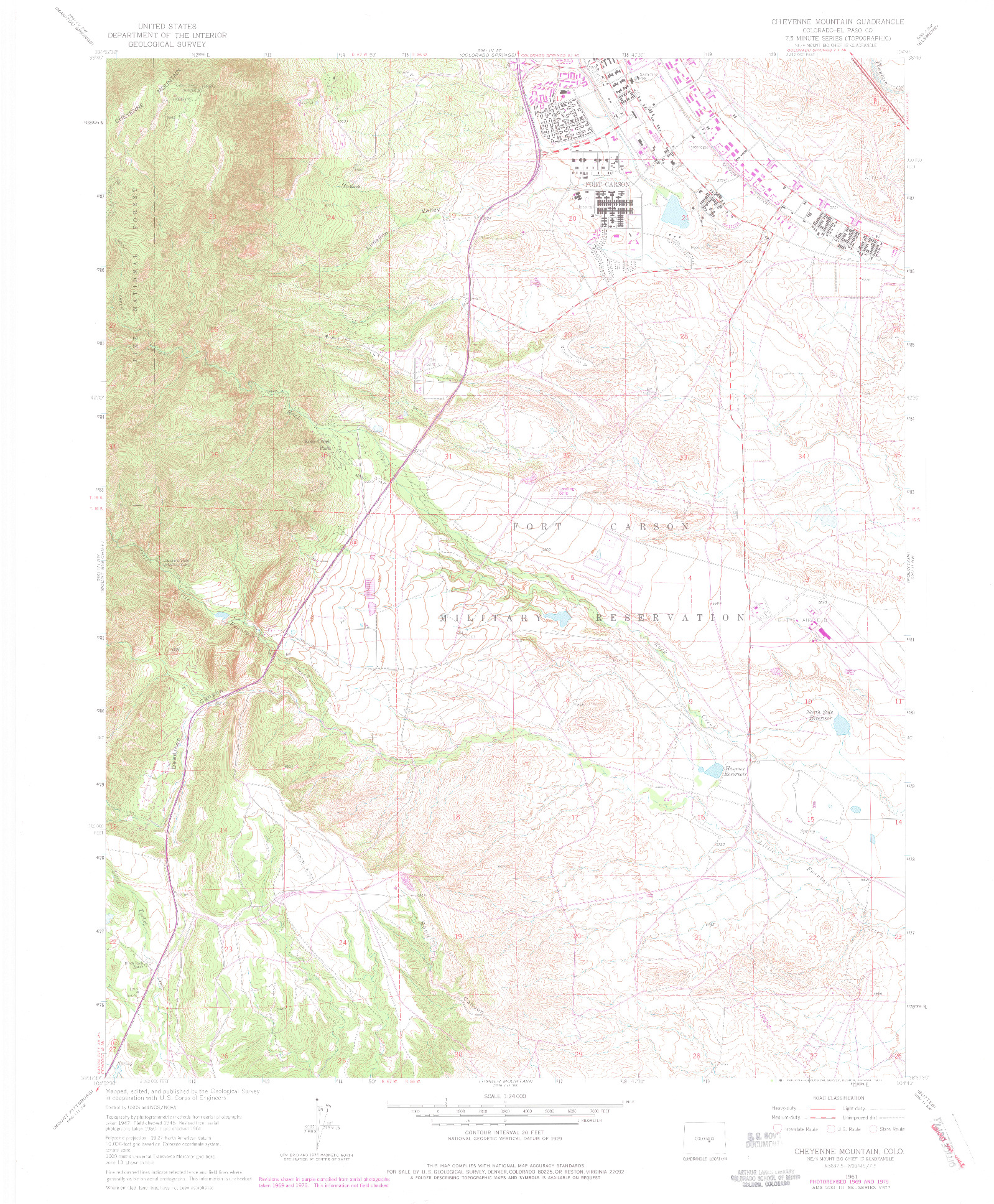 USGS 1:24000-SCALE QUADRANGLE FOR CHEYENNE MOUNTAIN, CO 1961