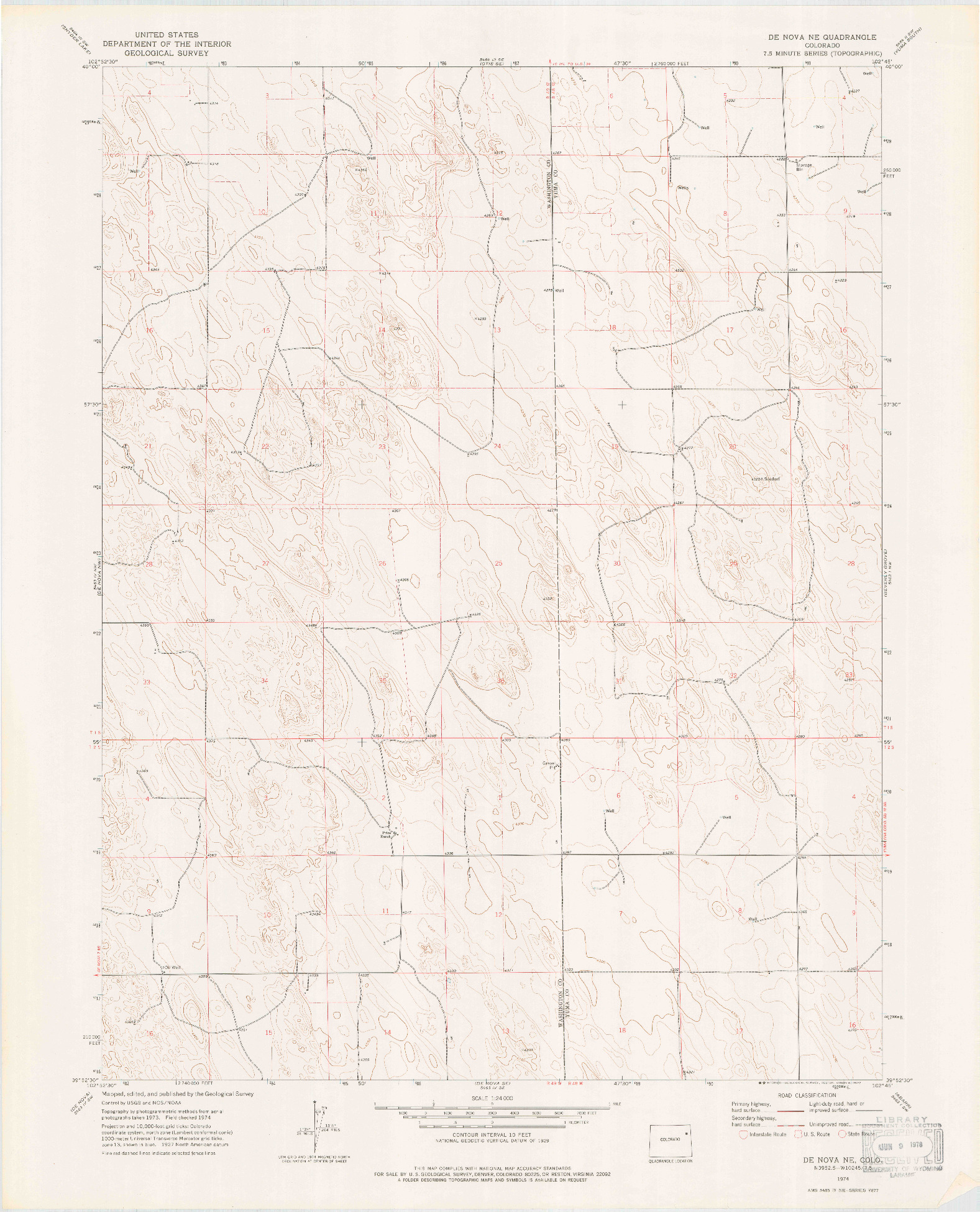 USGS 1:24000-SCALE QUADRANGLE FOR DE NOVA NE, CO 1974